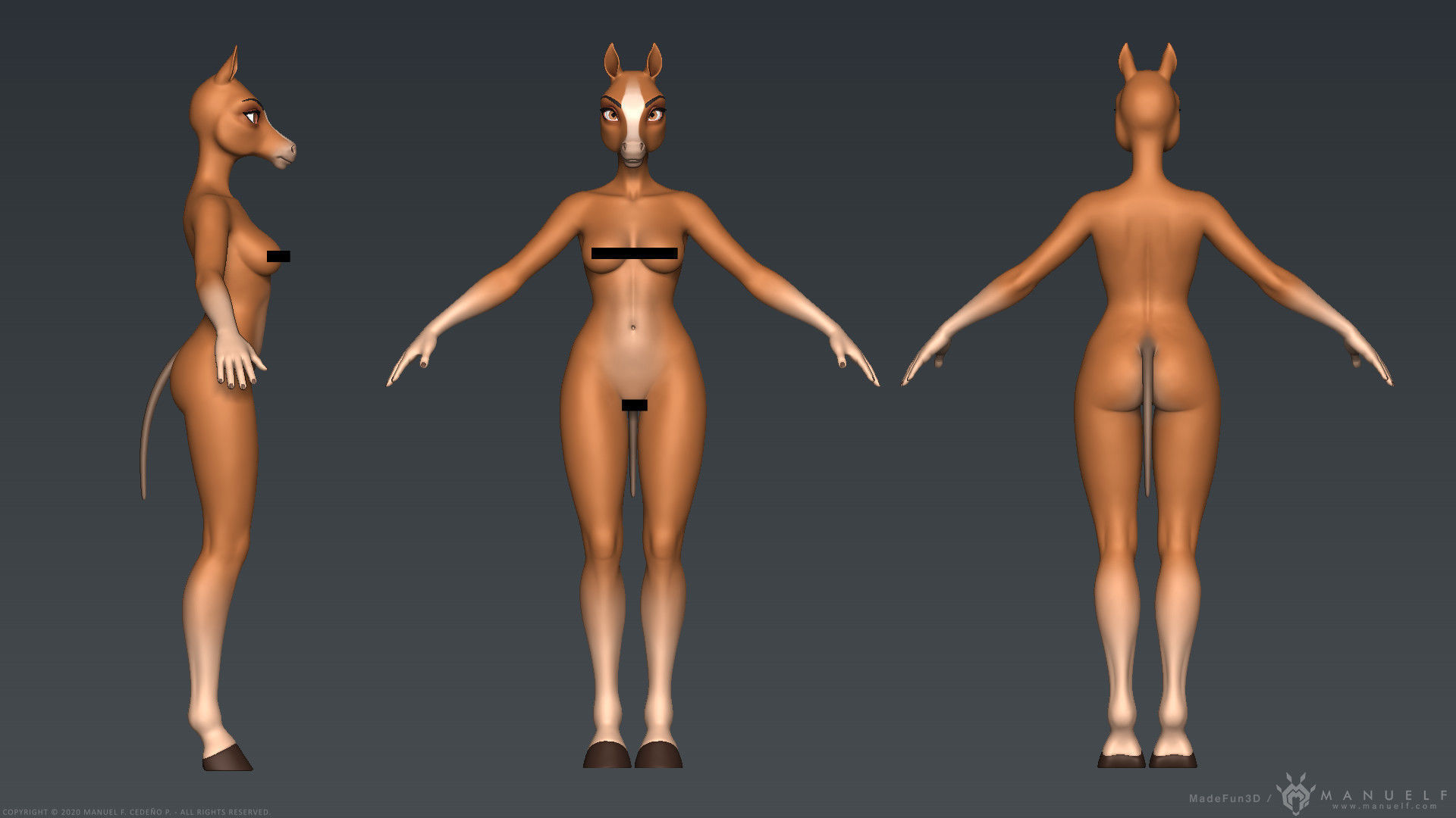 Furry Horse Girl 3D model_3