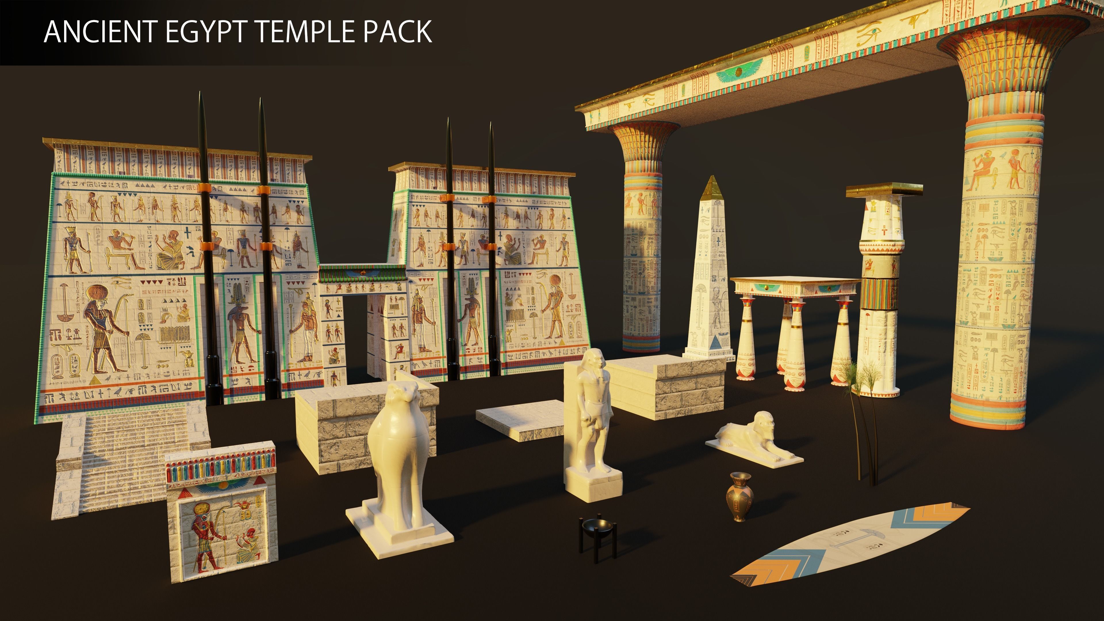 Ancient Egyptian Temple Pack  3D model_2