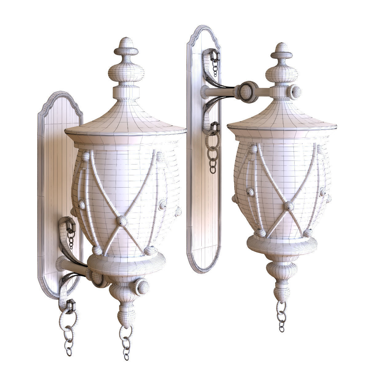 exterior light set 001 Low-poly 3D model_1