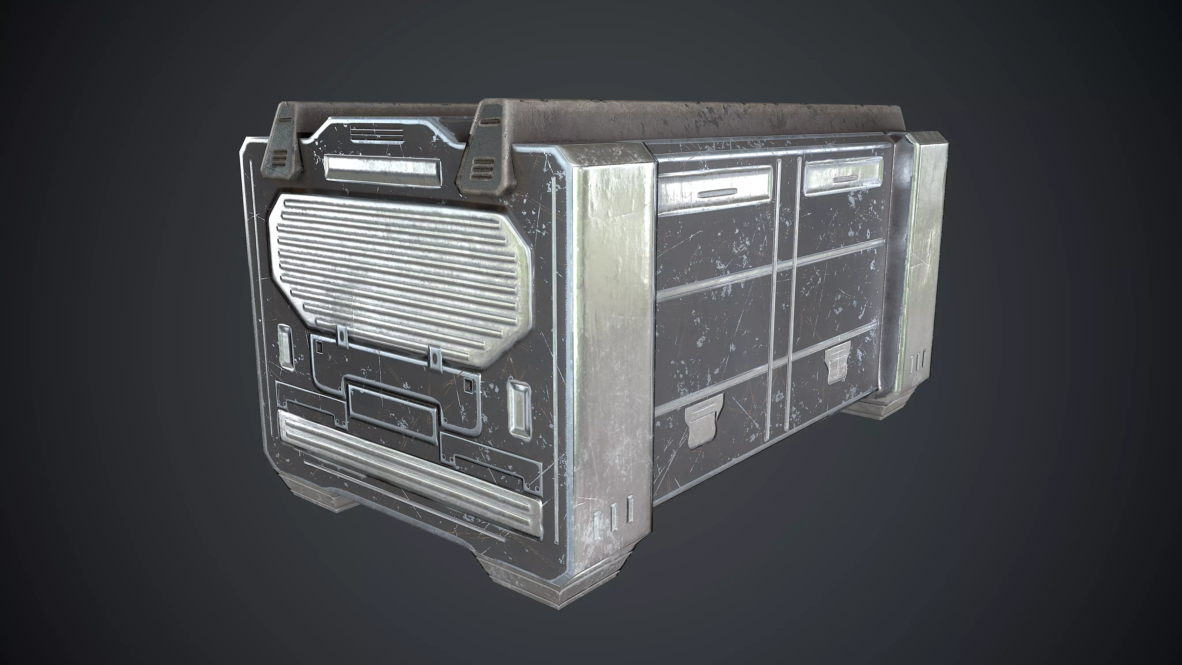 Sci-Fi Box Props Black Low-poly 3D model_0