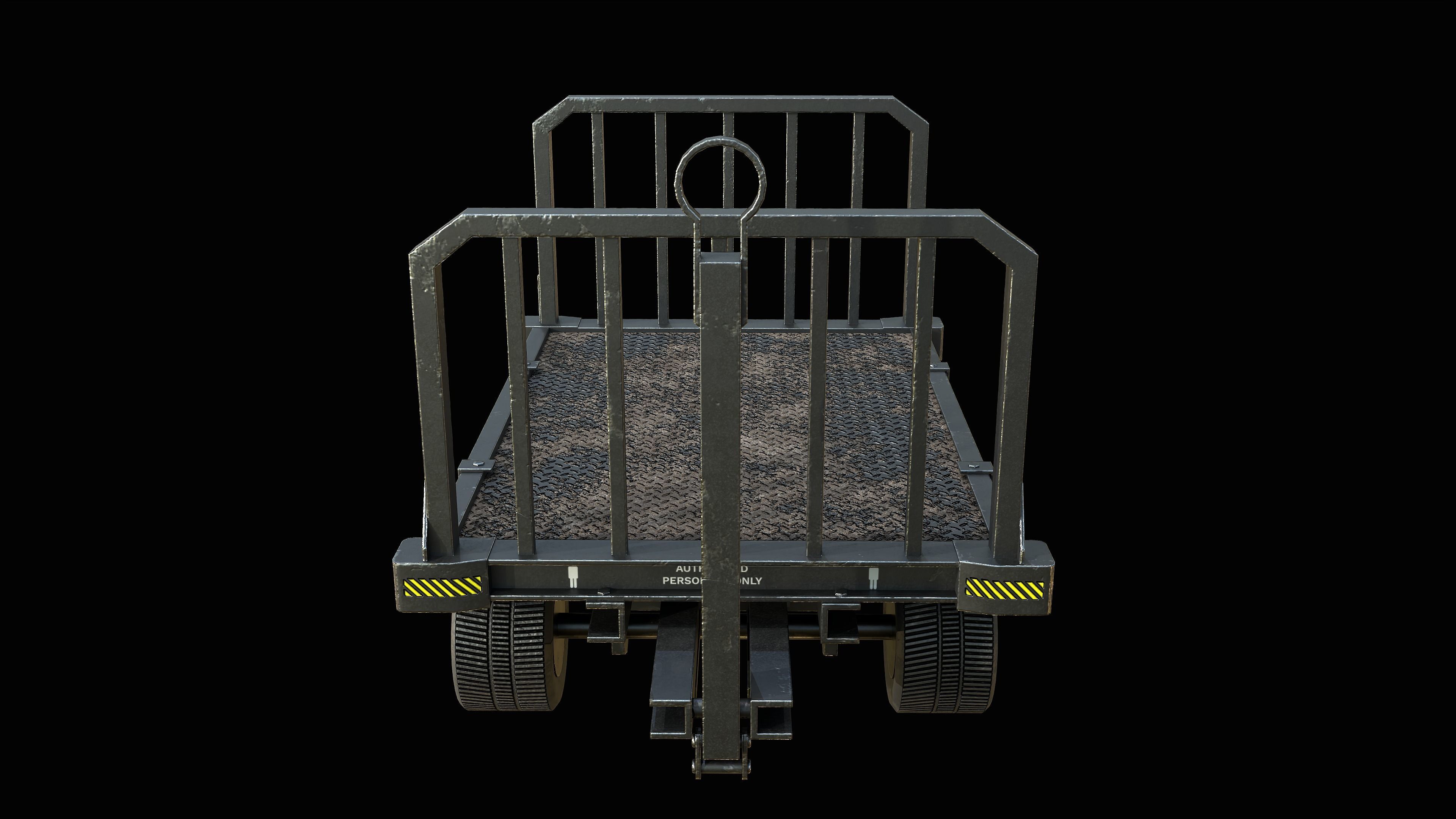 Baggage Cart Trailer PBR Low-poly 3D model_1