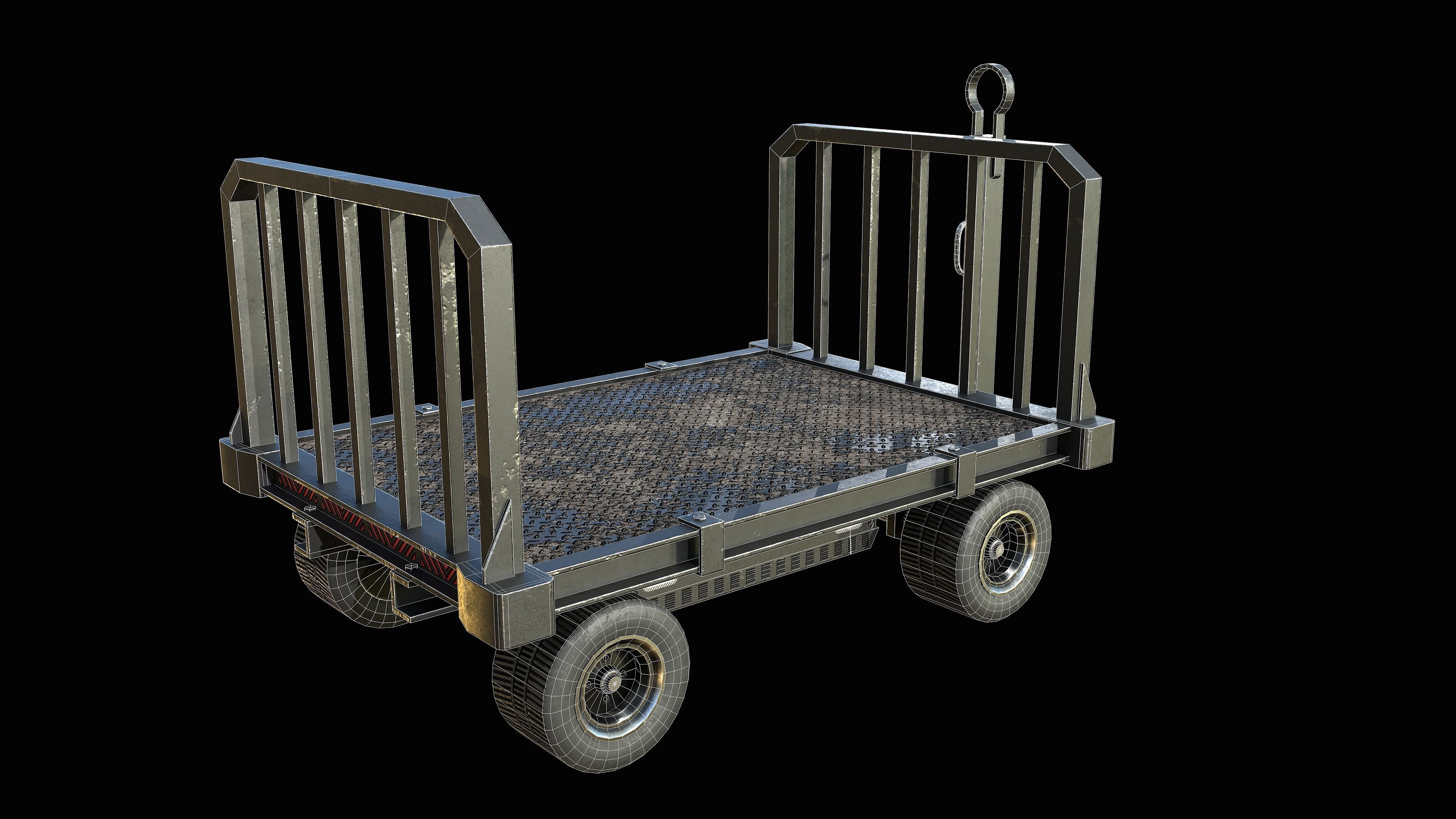 Baggage Cart Trailer PBR Low-poly 3D model_8