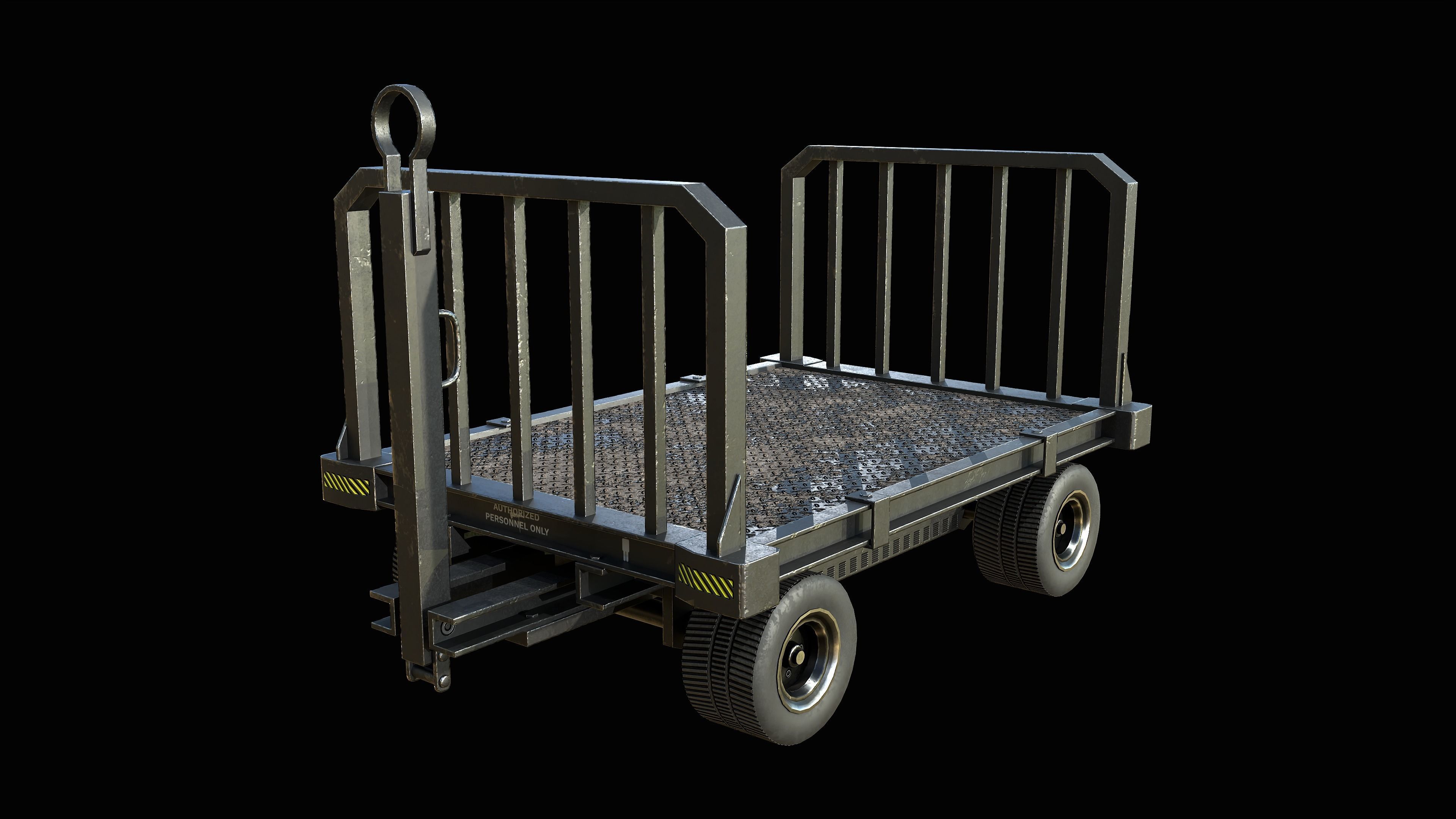 Baggage Cart Trailer PBR Low-poly 3D model_6