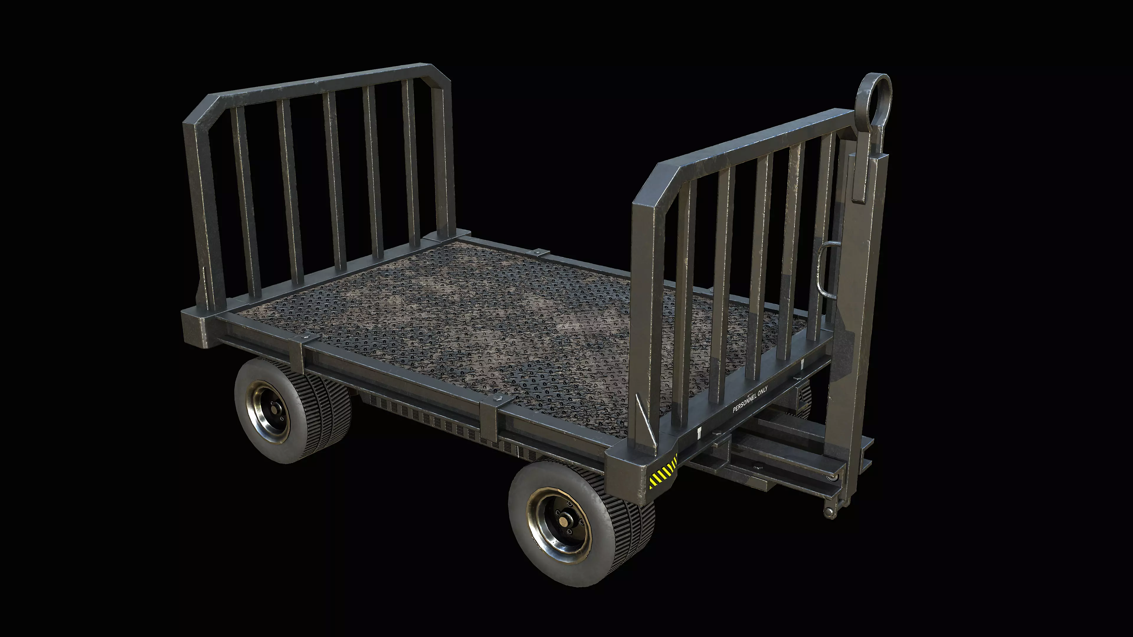 Baggage Cart Trailer PBR Low-poly 3D model_0