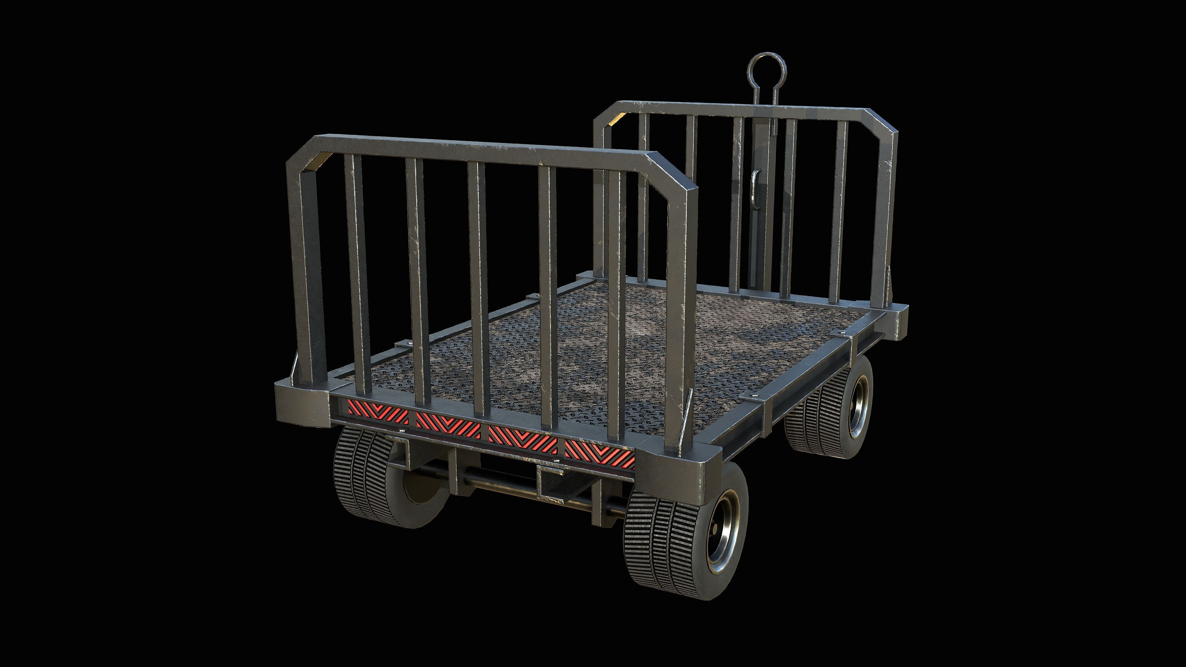 Baggage Cart Trailer PBR Low-poly 3D model_3