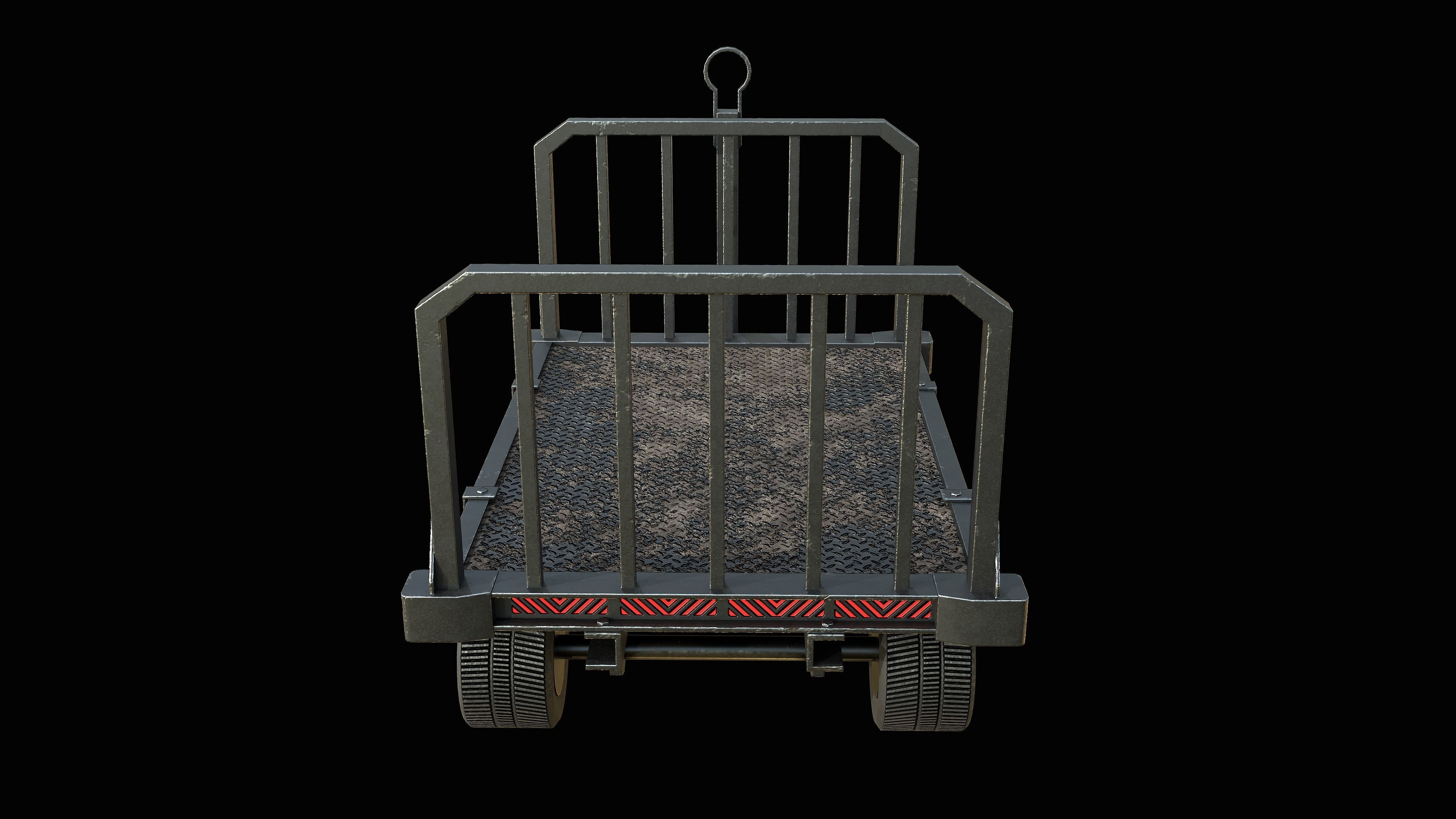 Baggage Cart Trailer PBR Low-poly 3D model_5