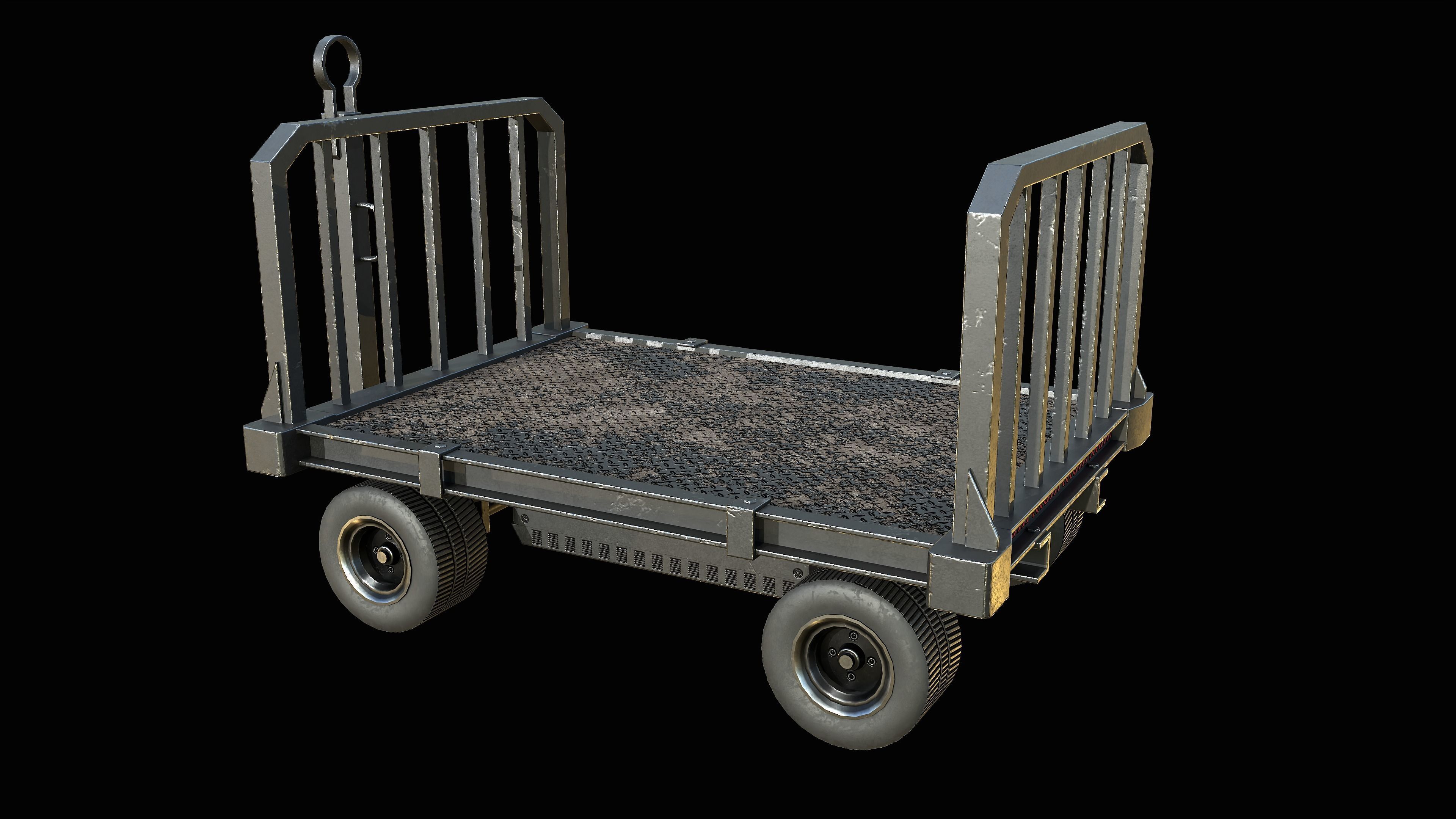 Baggage Cart Trailer PBR Low-poly 3D model_4