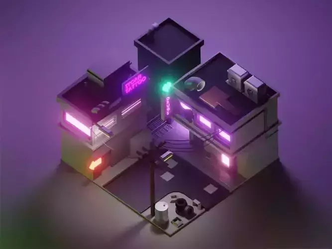 CyberPunk building with neon lights