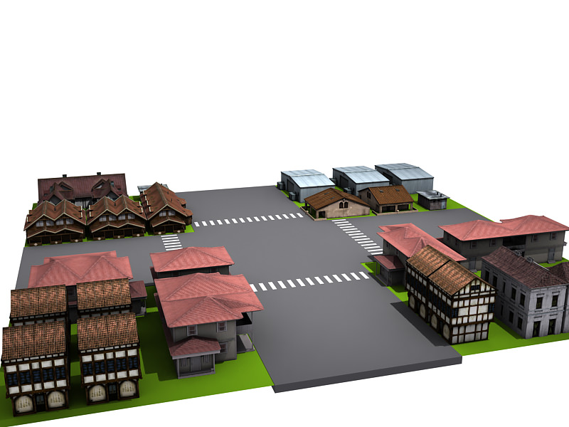 Street environment Low-poly 3D model_2
