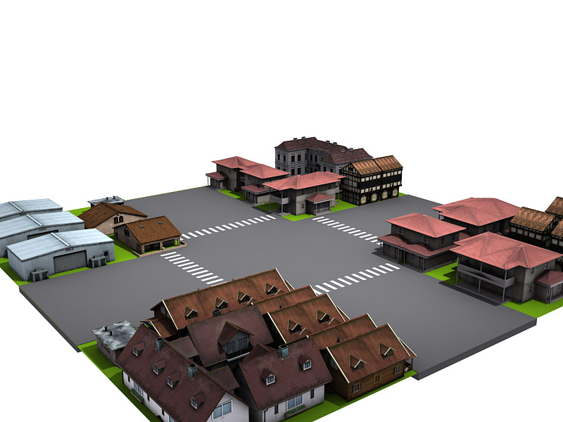 Street environment Low-poly 3D model_4