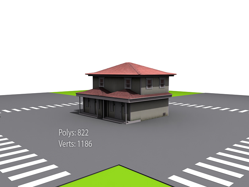 Street environment Low-poly 3D model_9