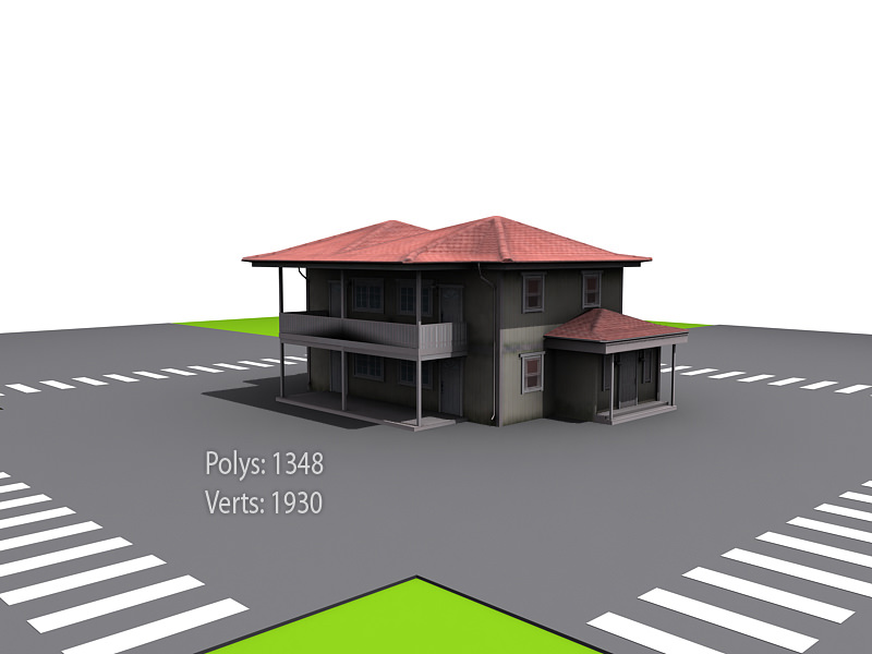 Street environment Low-poly 3D model_10