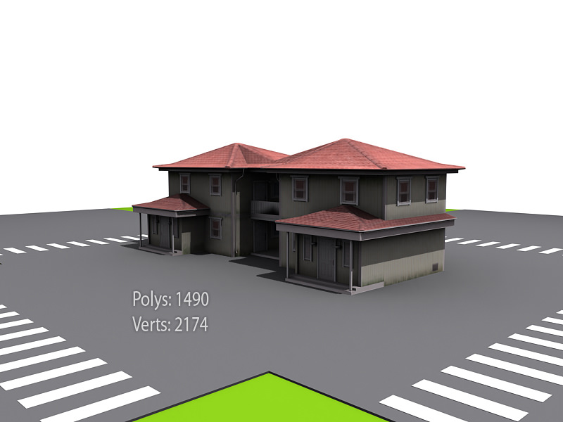Street environment Low-poly 3D model_12