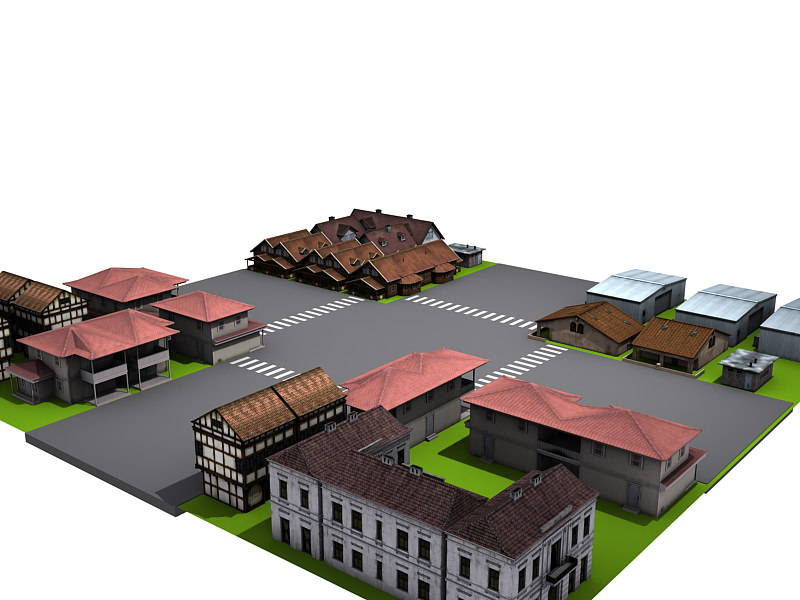 Street environment Low-poly 3D model_1