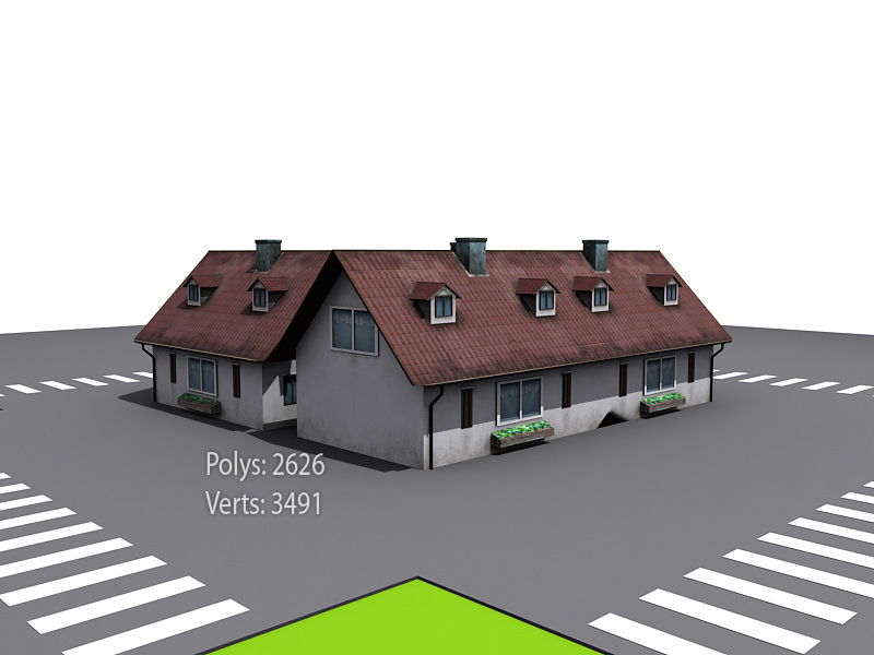 Street environment Low-poly 3D model_8