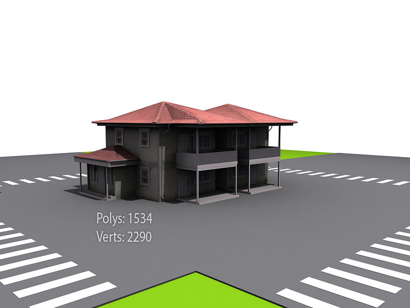 Street environment Low-poly 3D model_11