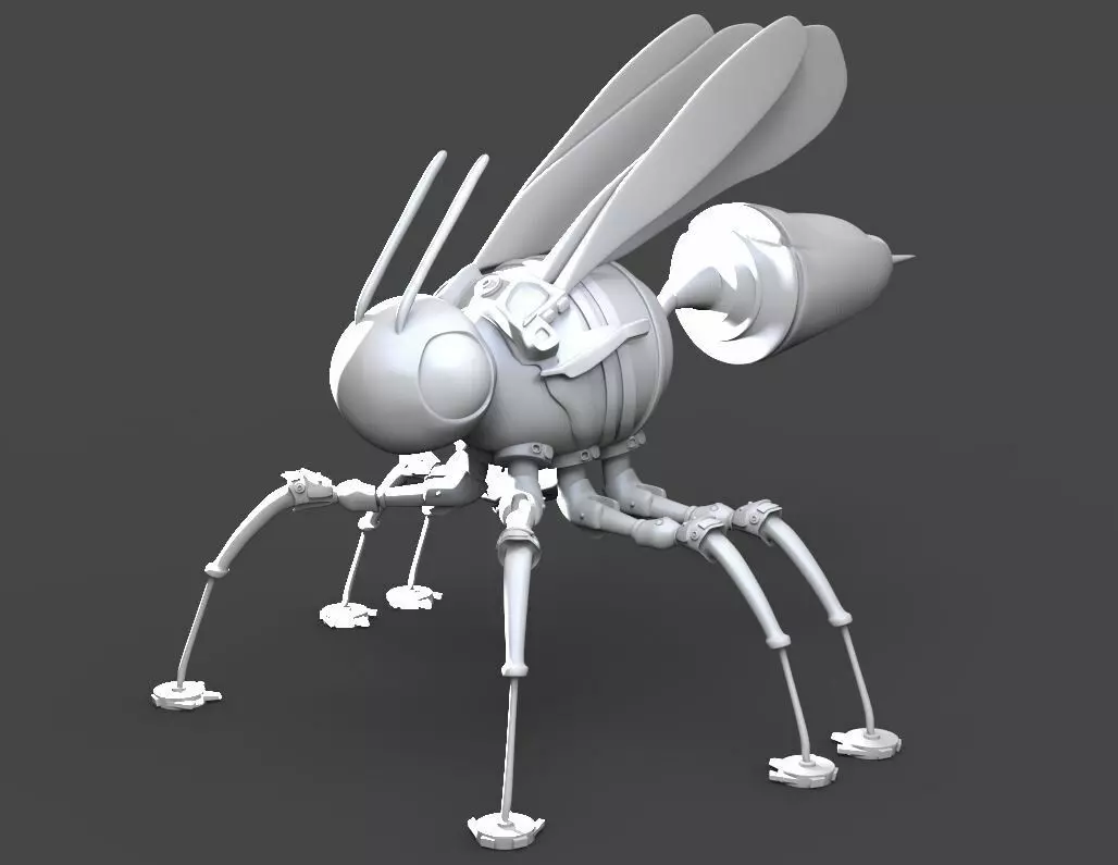 Metal - Mechanical Wasp Character 3D model_0