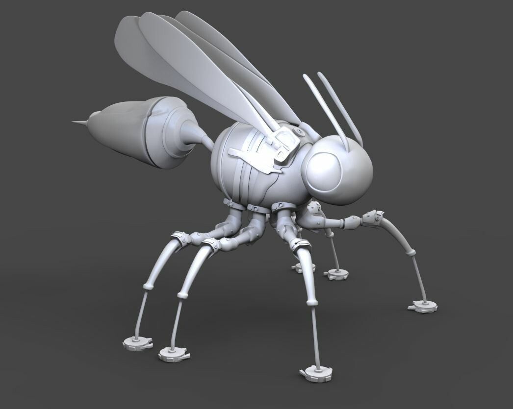 Metal - Mechanical Wasp Character 3D model_1