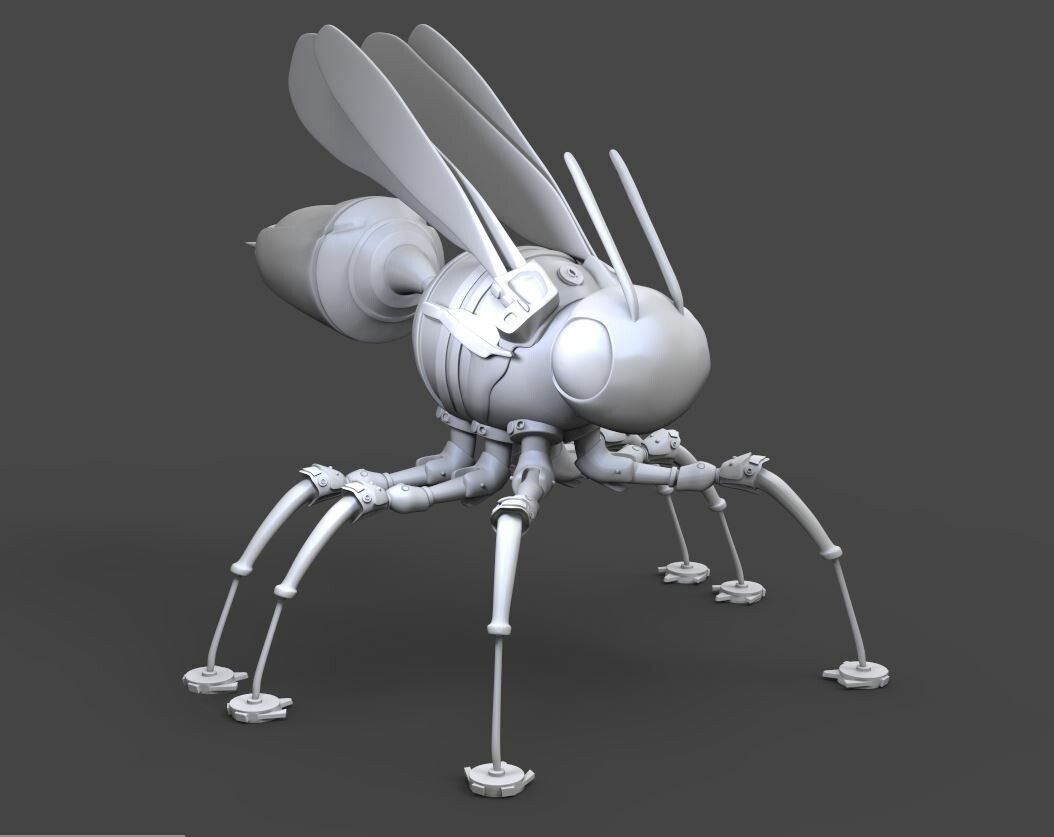 Metal - Mechanical Wasp Character 3D model_2