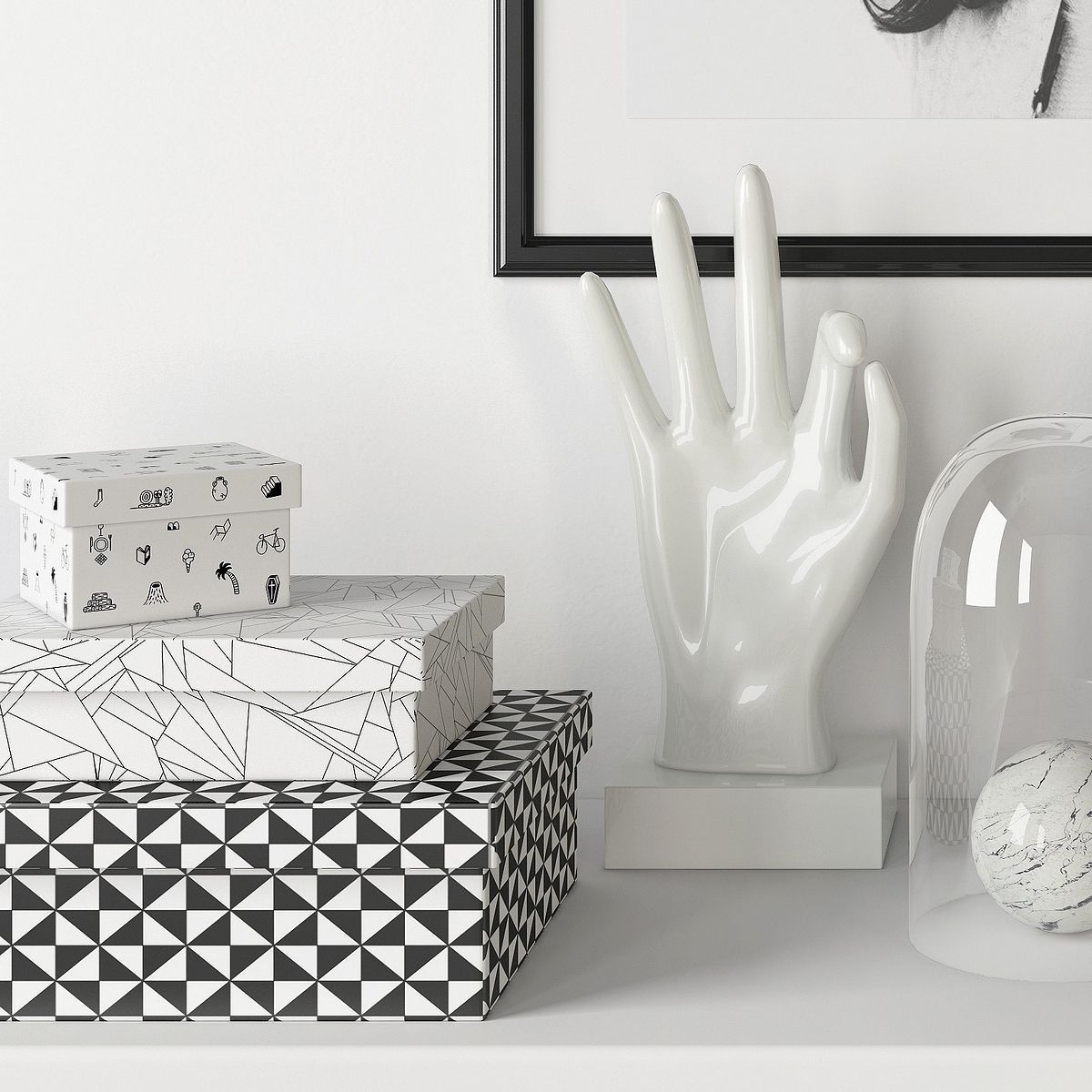 Decorative Set Black And White 3D model_2