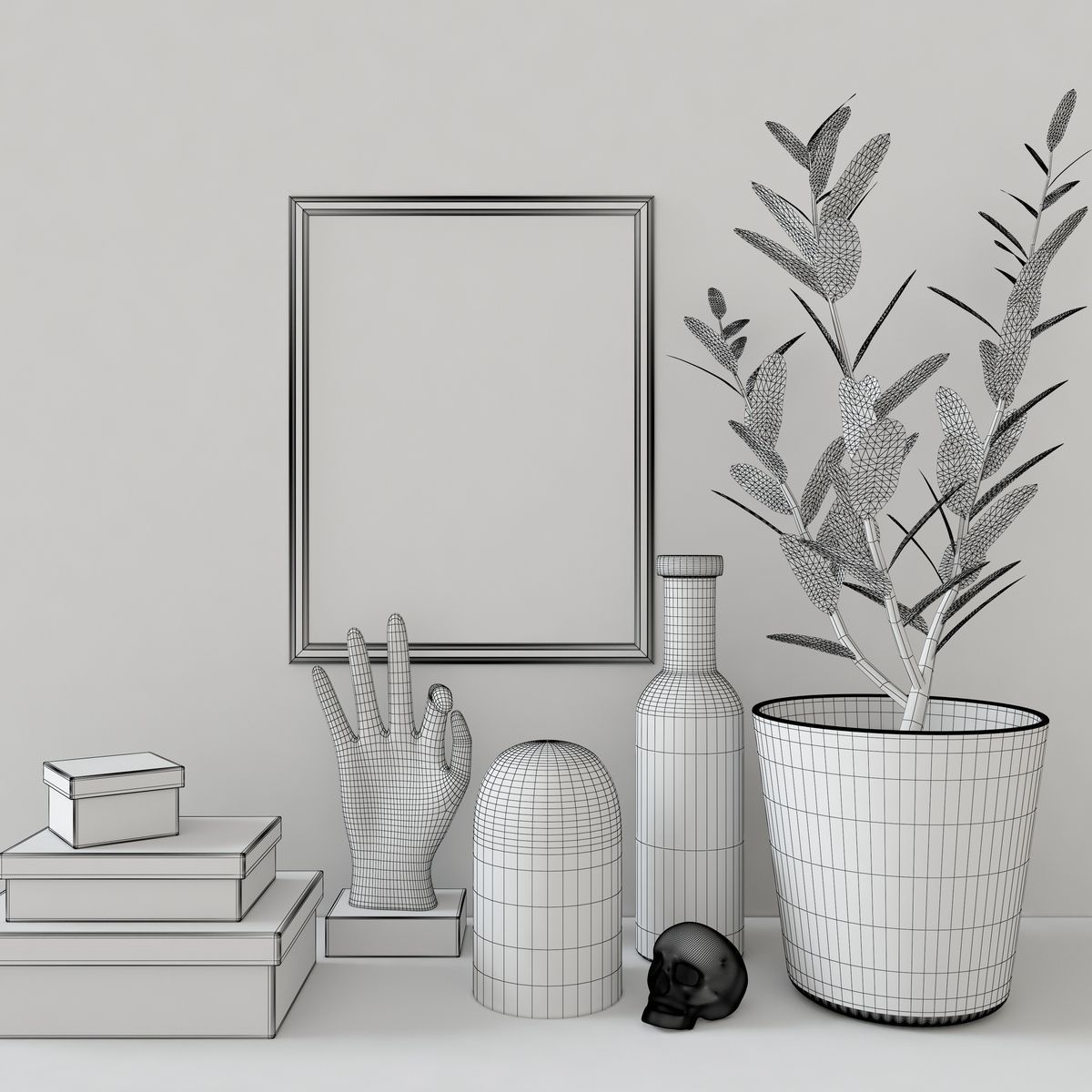 Decorative Set Black And White 3D model_4