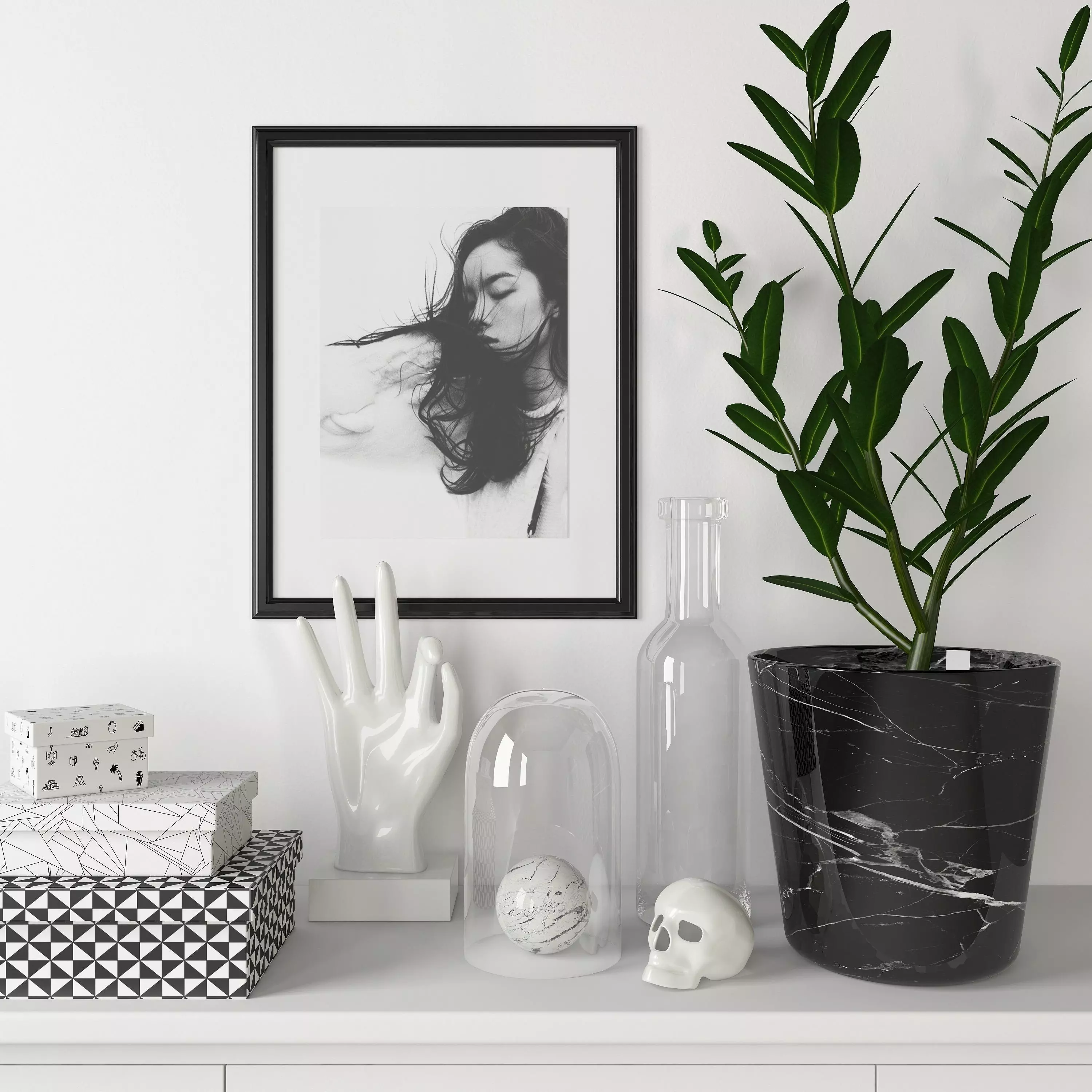 Decorative Set Black And White 3D model_0