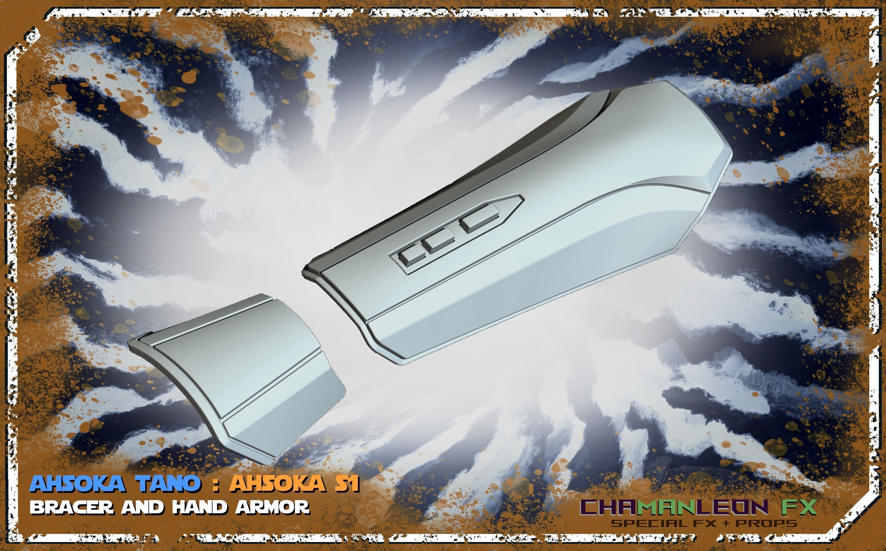 Ahsoka Tano Bracers n Hand Armor The Mandalorian Cosplay 3D print model_1