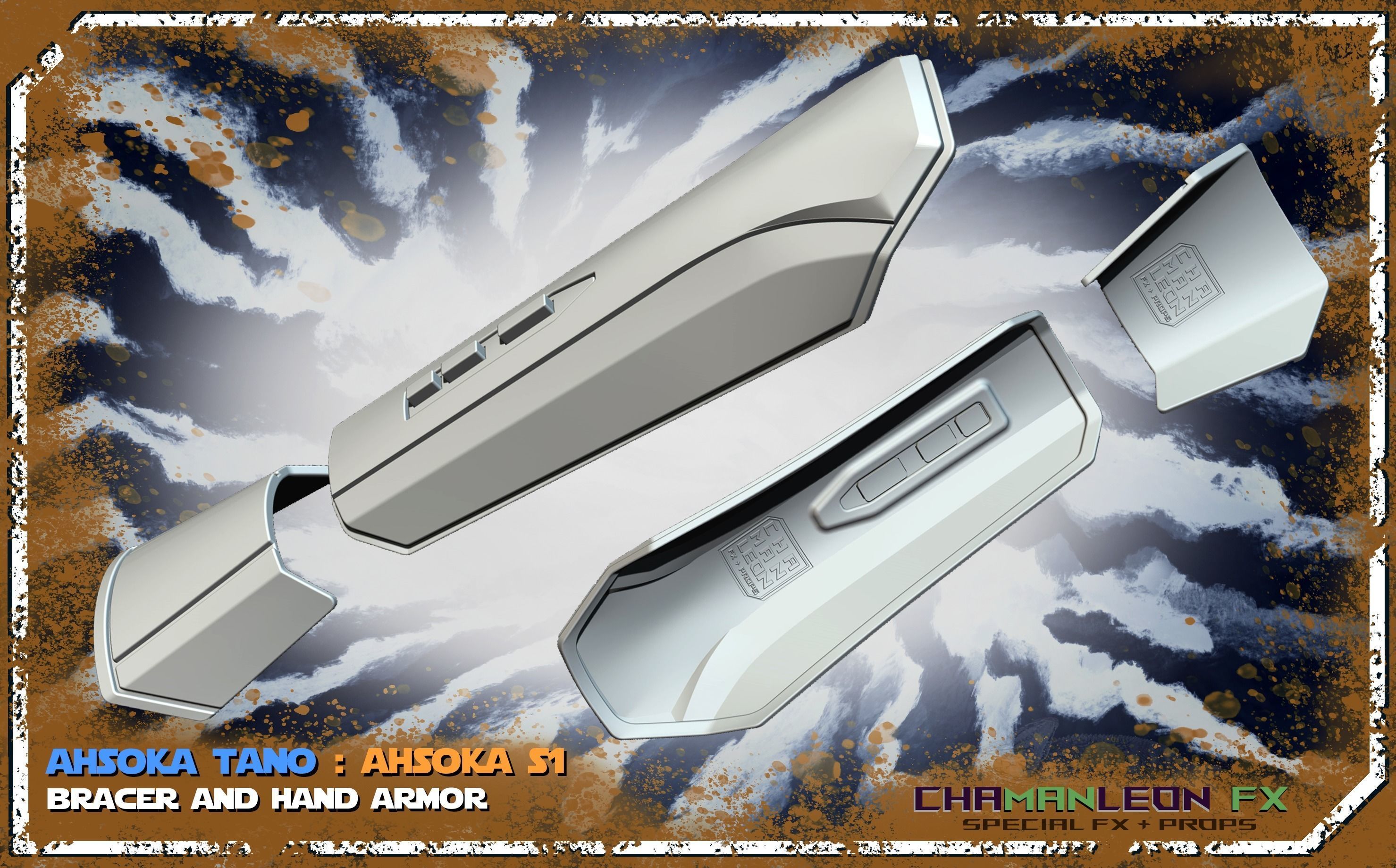 Ahsoka Tano Bracers n Hand Armor The Mandalorian Cosplay 3D print model_5