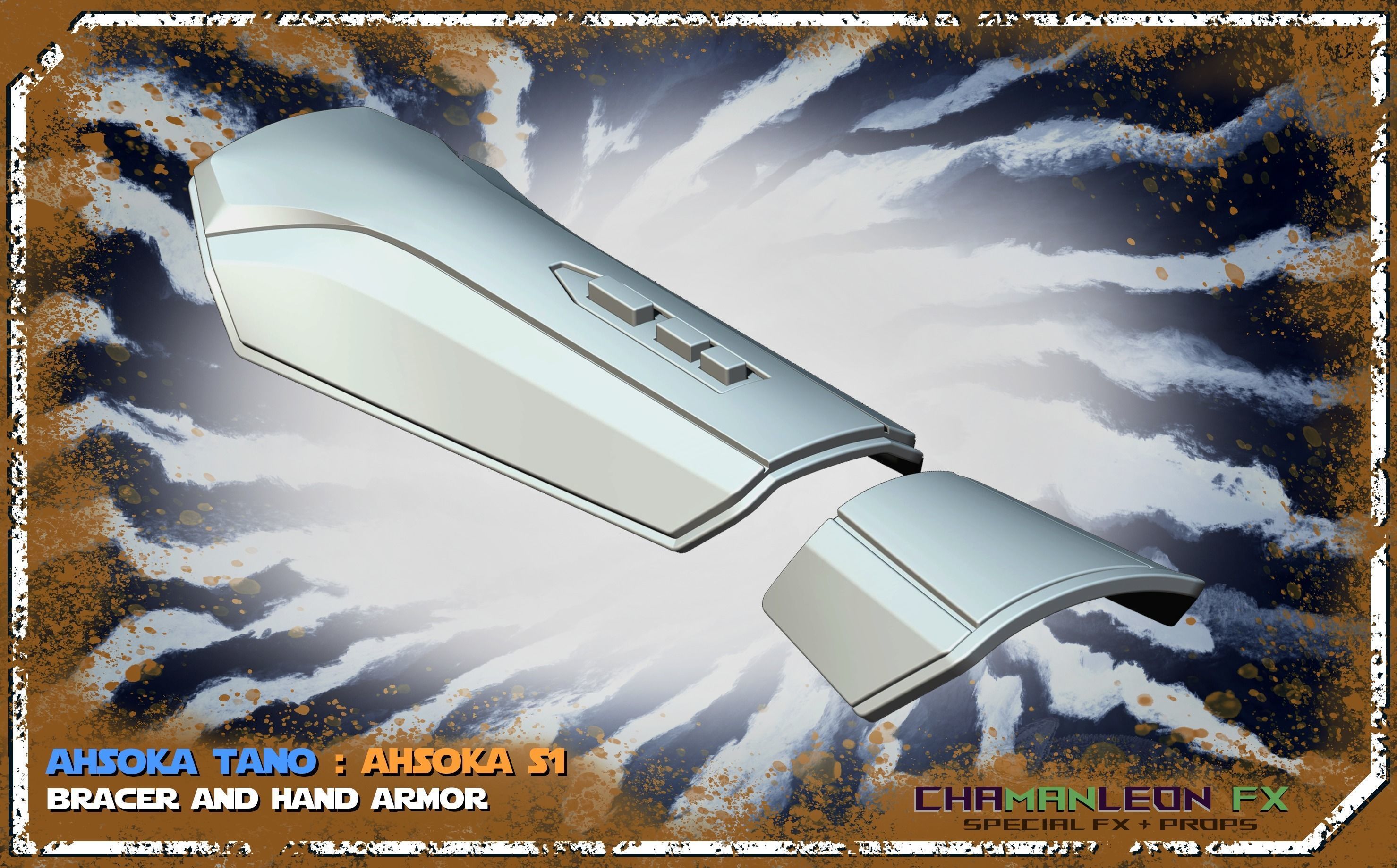 Ahsoka Tano Bracers n Hand Armor The Mandalorian Cosplay 3D print model_3