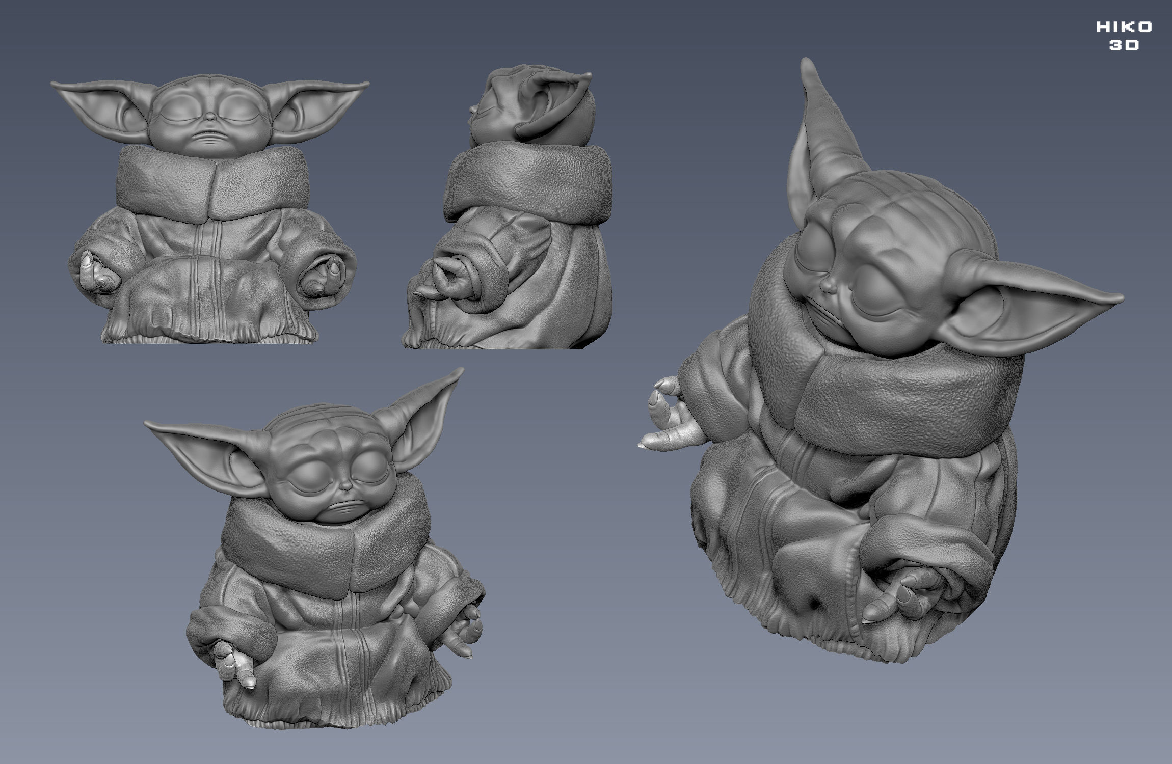 Baby Yoda Meditation - Grogu The Child - The mandalorian -  3D print model_3