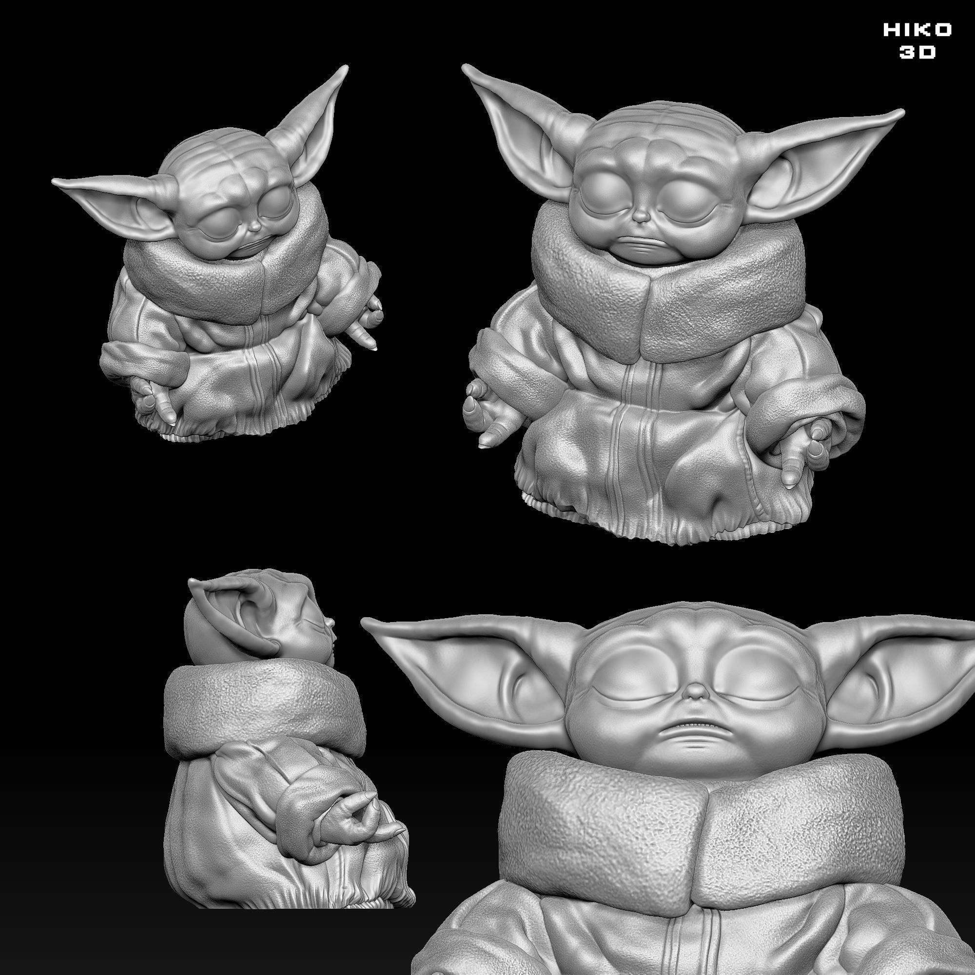 Baby Yoda Meditation - Grogu The Child - The mandalorian -  3D print model_2