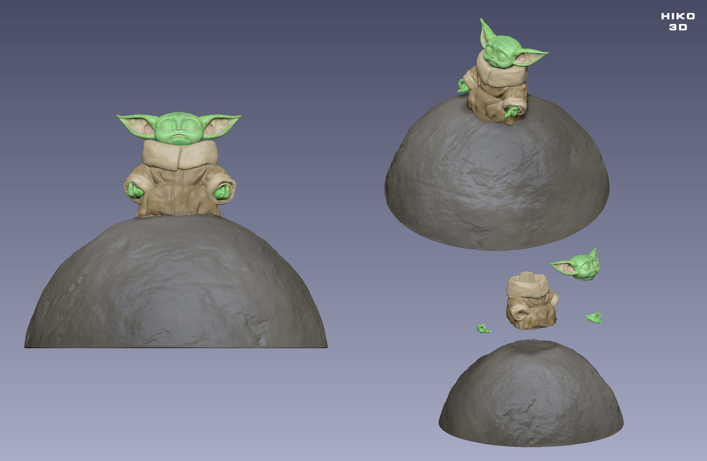 Baby Yoda Meditation - Grogu The Child - The mandalorian -  3D print model_4