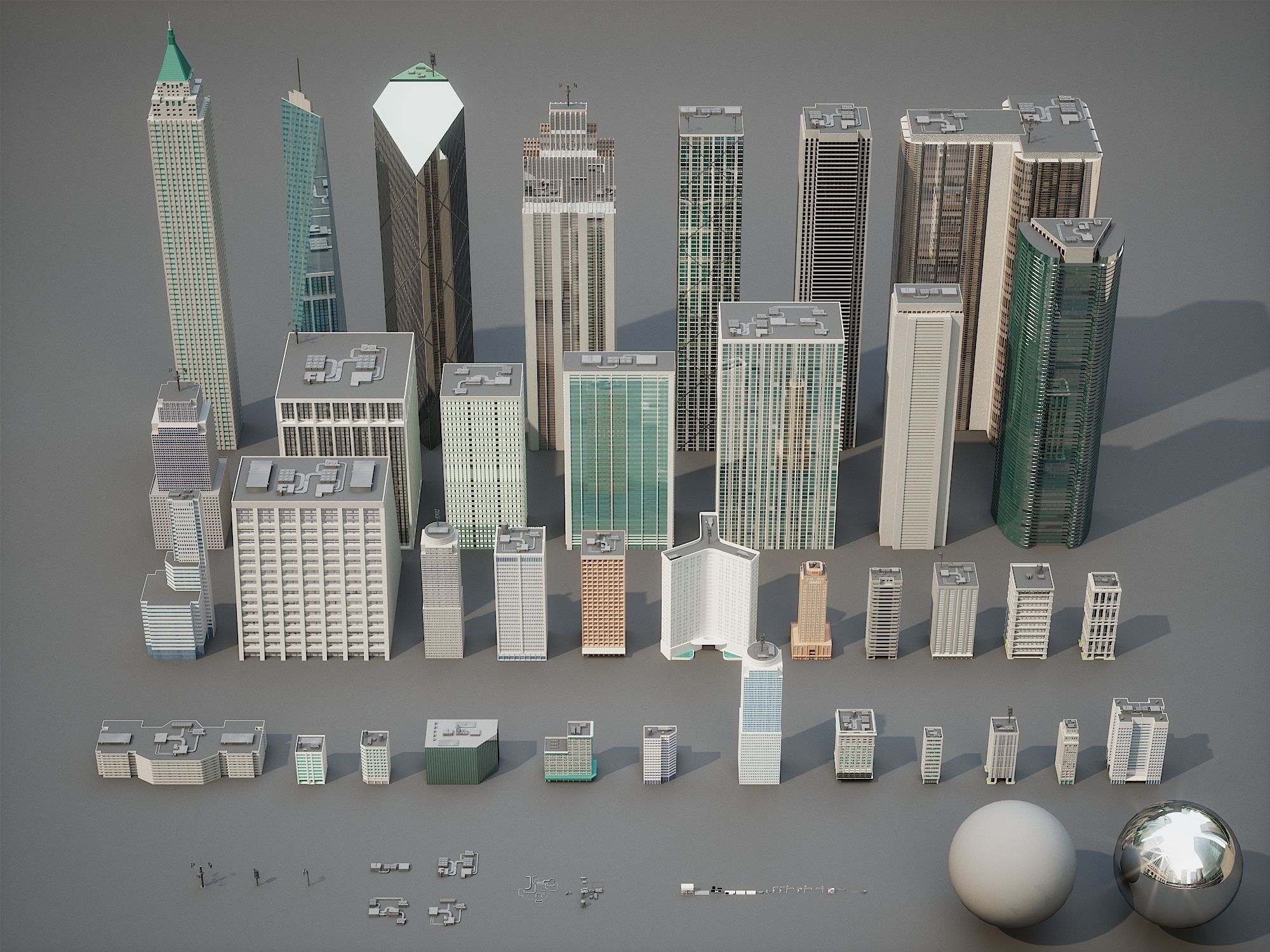 City Kitbash 3D model_2