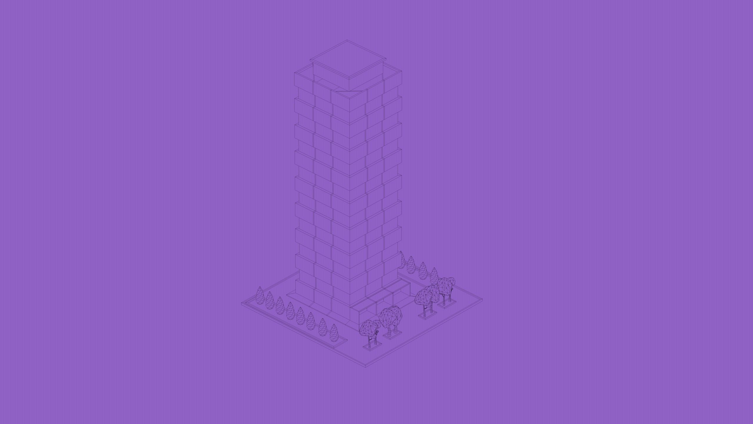 set of cartoon low poly tower models Low-poly 3D model_21