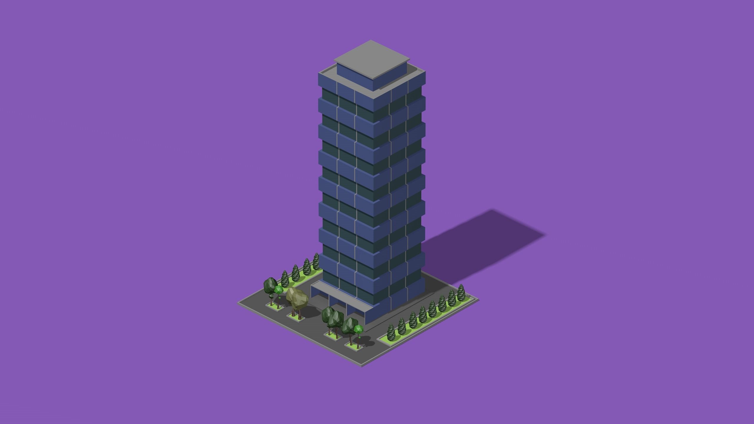 set of cartoon low poly tower models Low-poly 3D model_18