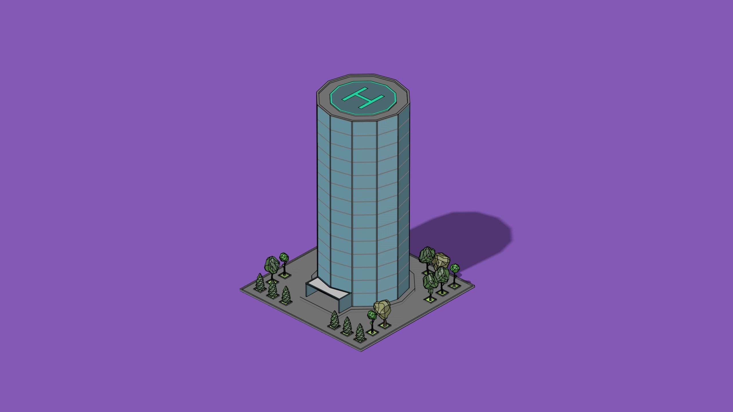 set of cartoon low poly tower models Low-poly 3D model_15