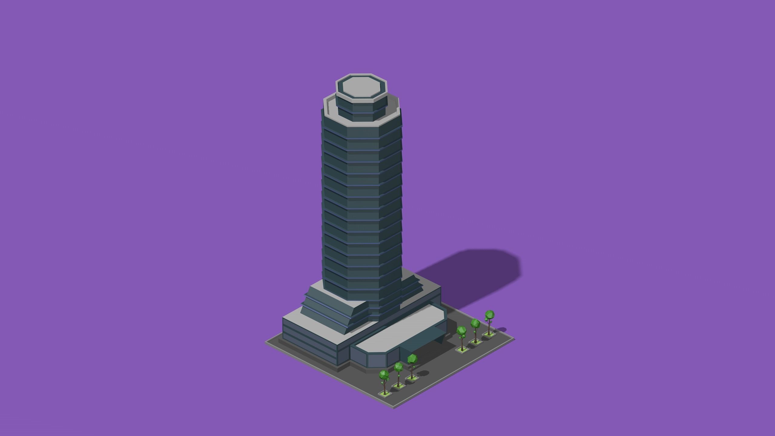 set of cartoon low poly tower models Low-poly 3D model_40
