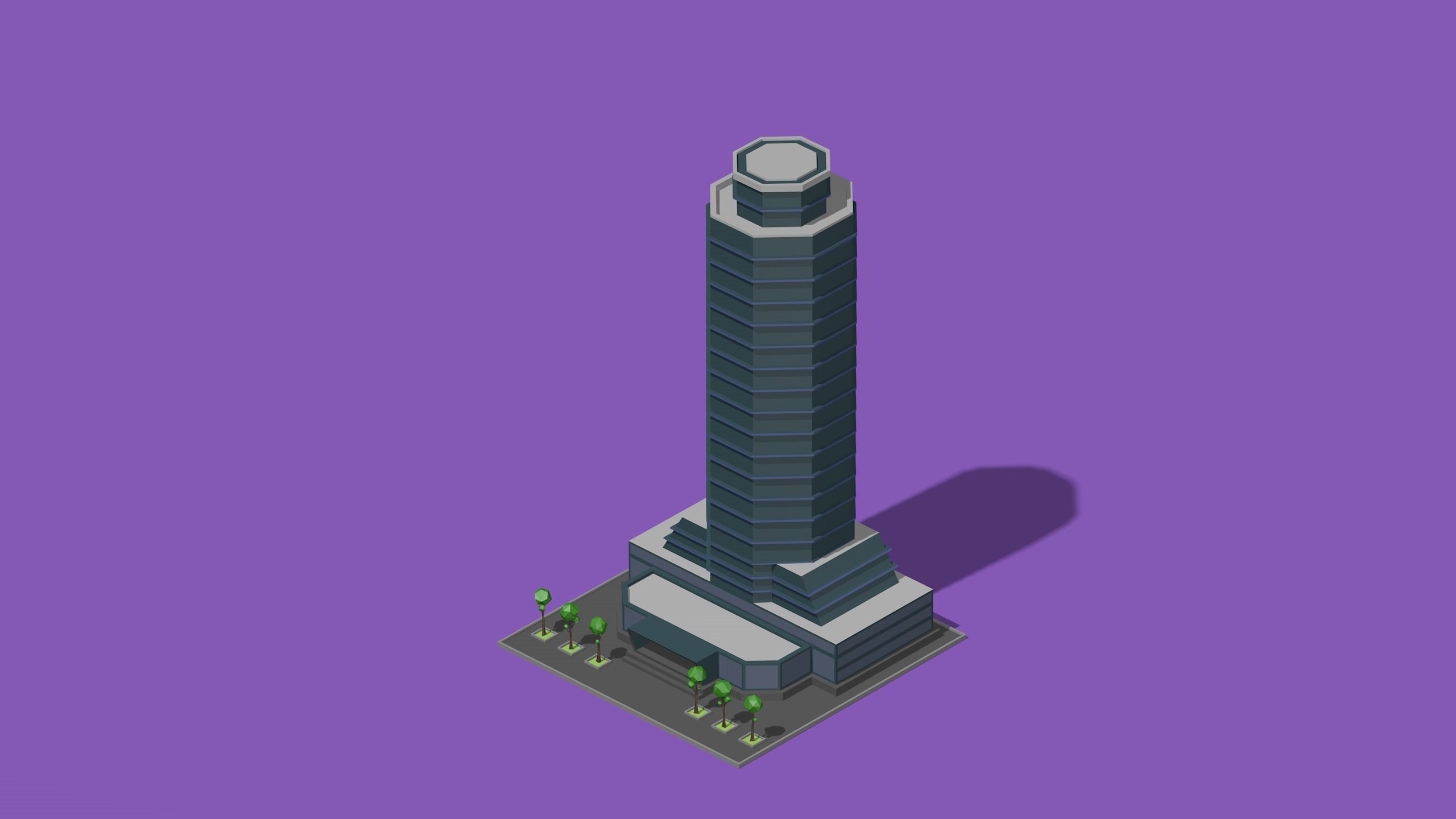 set of cartoon low poly tower models Low-poly 3D model_37