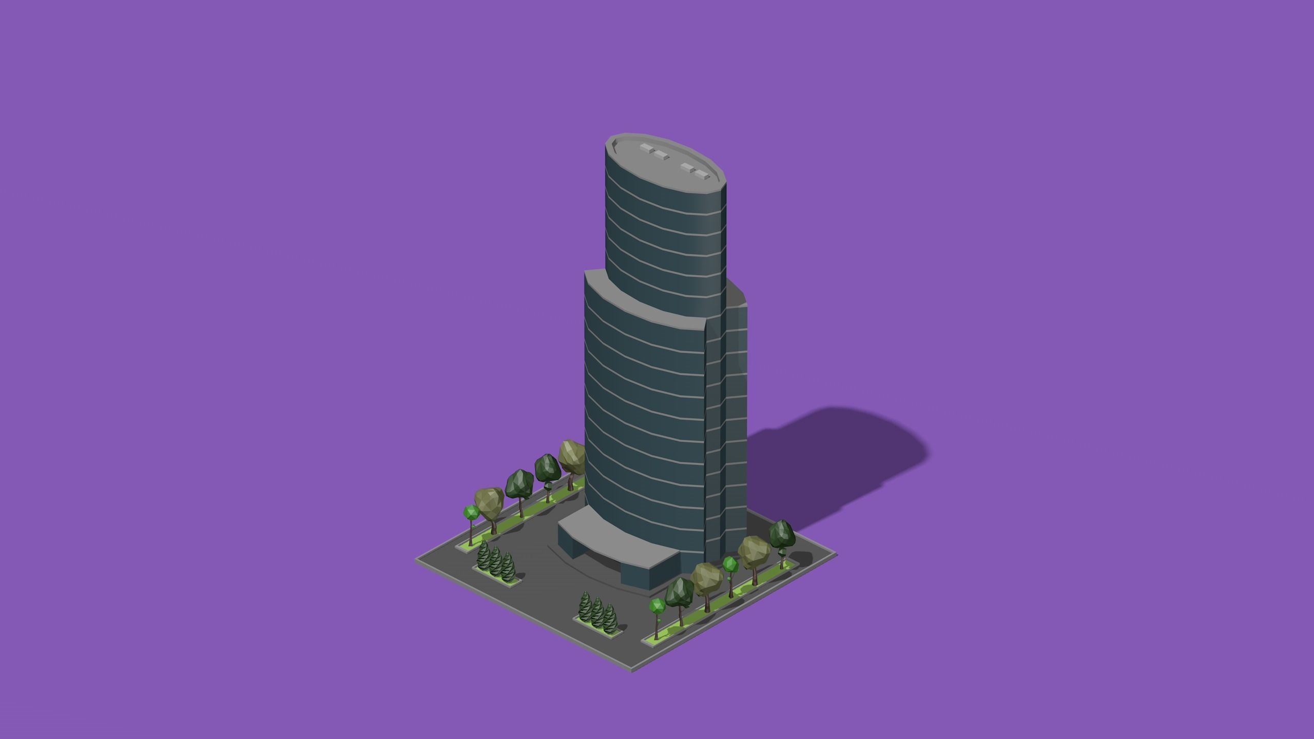 set of cartoon low poly tower models Low-poly 3D model_10
