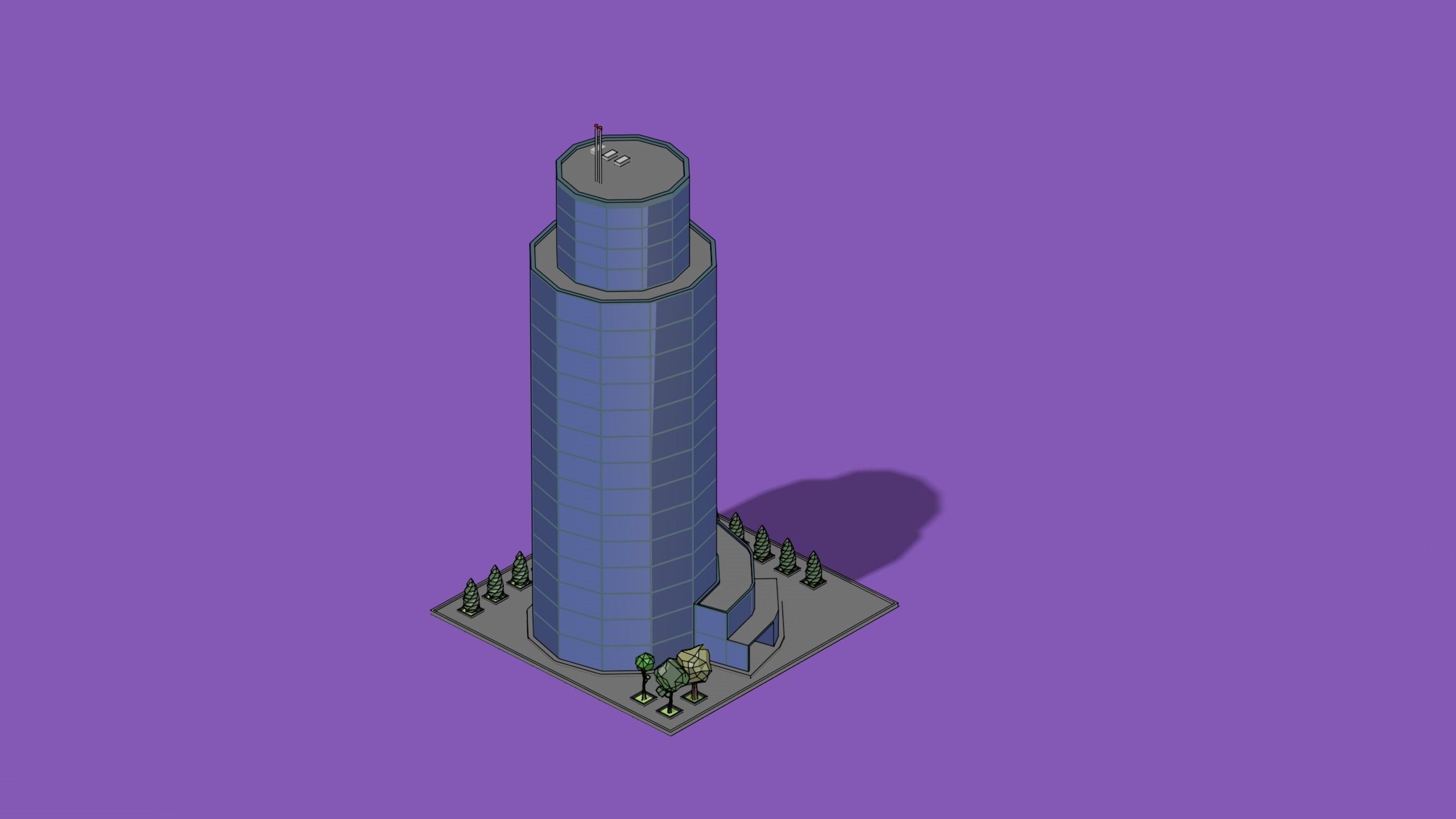 set of cartoon low poly tower models Low-poly 3D model_28