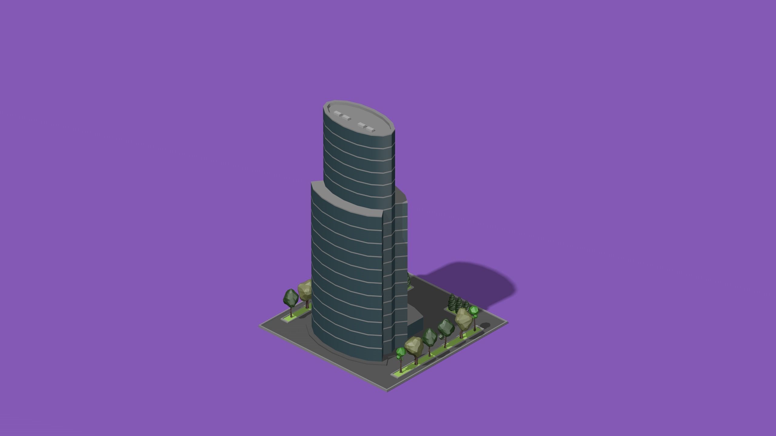 set of cartoon low poly tower models Low-poly 3D model_11