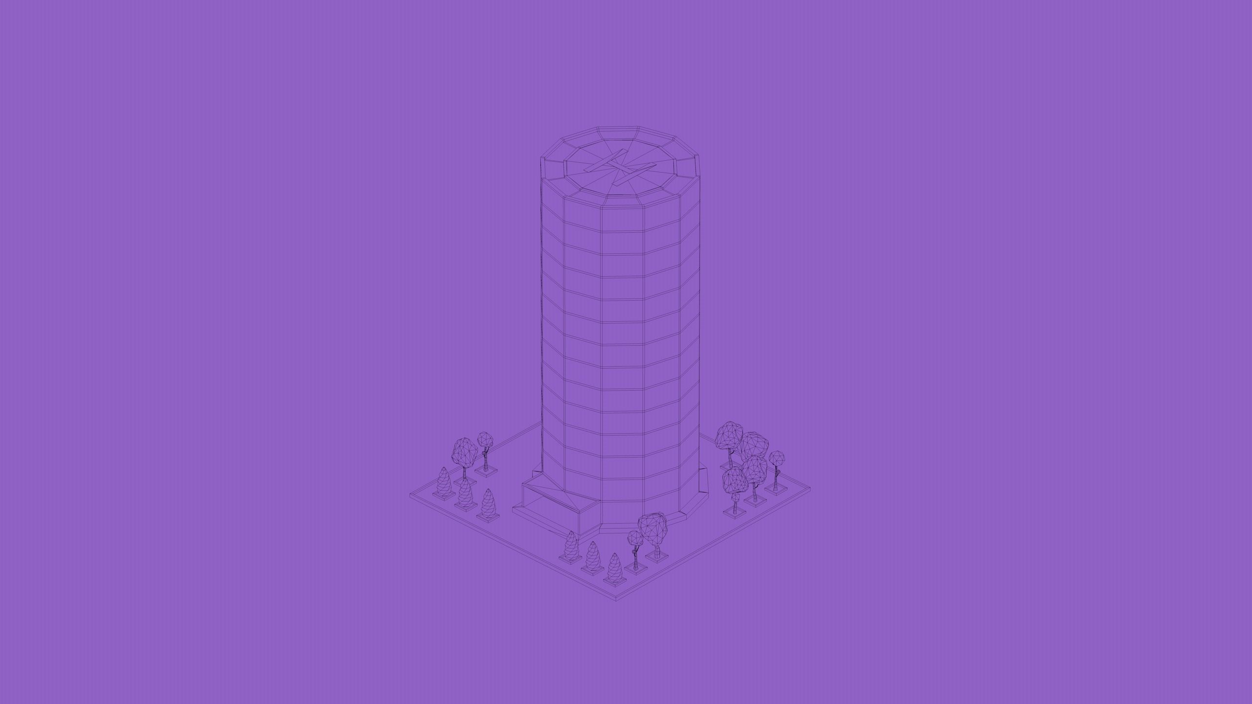set of cartoon low poly tower models Low-poly 3D model_14