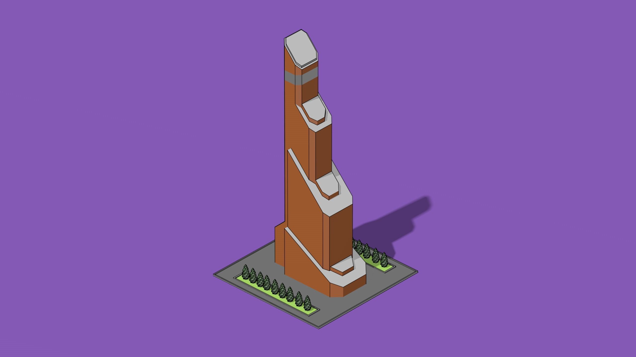 set of cartoon low poly tower models Low-poly 3D model_8
