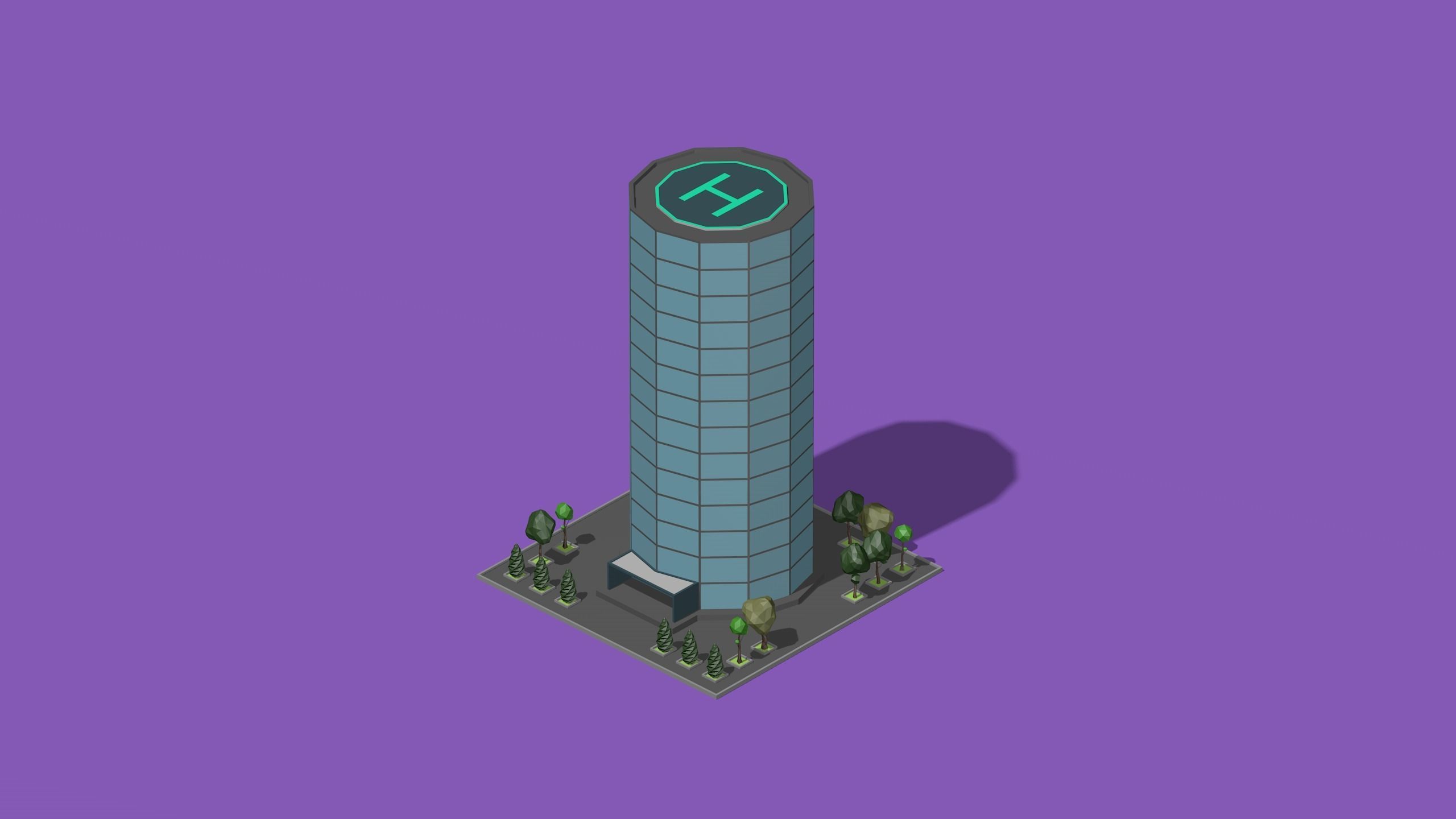 set of cartoon low poly tower models Low-poly 3D model_16