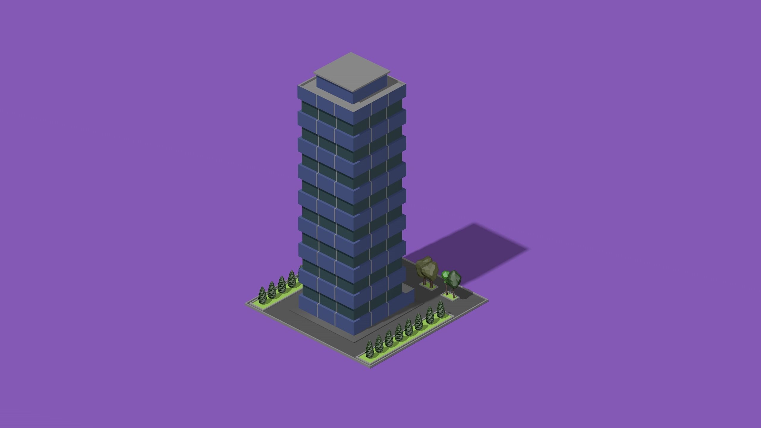 set of cartoon low poly tower models Low-poly 3D model_19