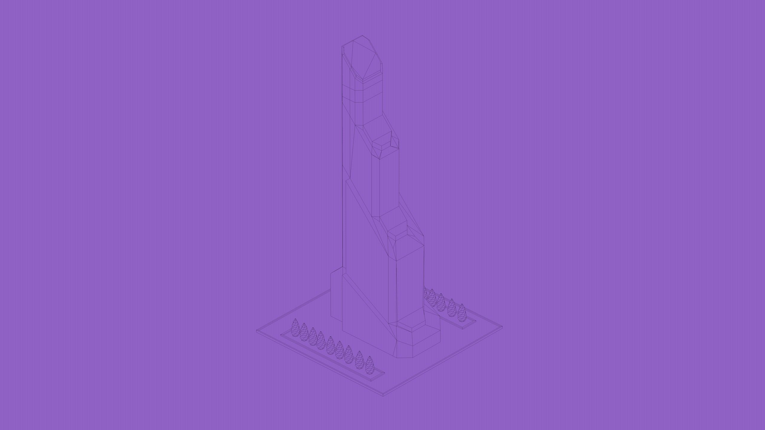 set of cartoon low poly tower models Low-poly 3D model_9