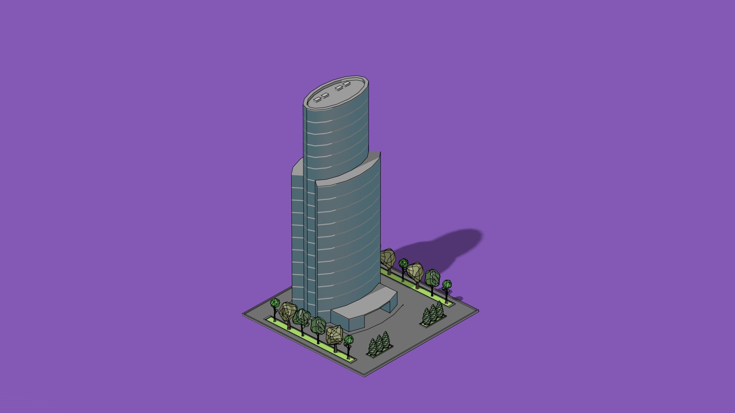 set of cartoon low poly tower models Low-poly 3D model_12