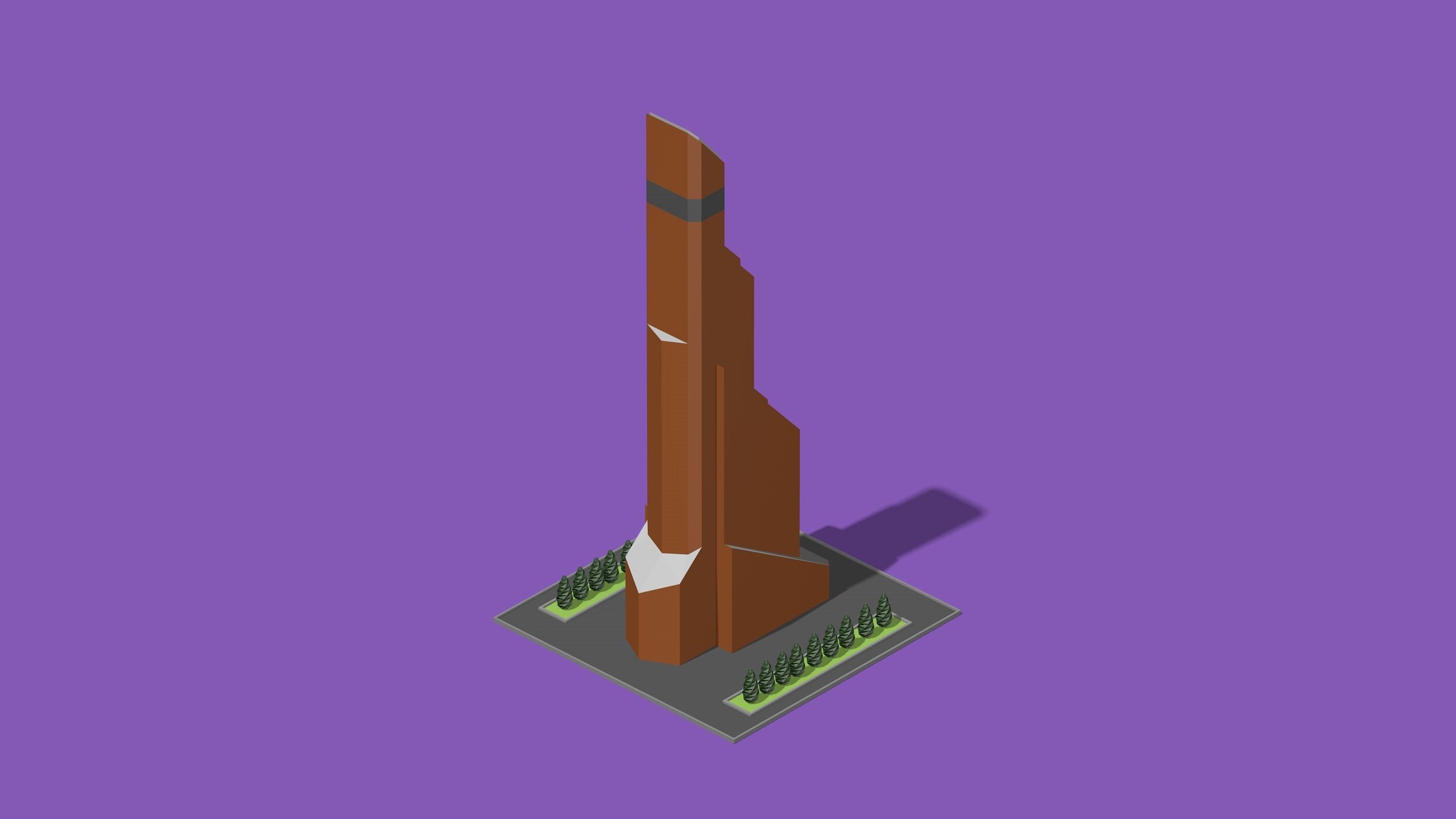 set of cartoon low poly tower models Low-poly 3D model_7