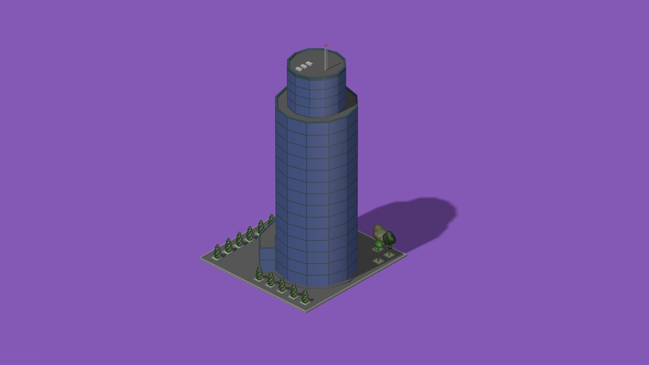 set of cartoon low poly tower models Low-poly 3D model_27
