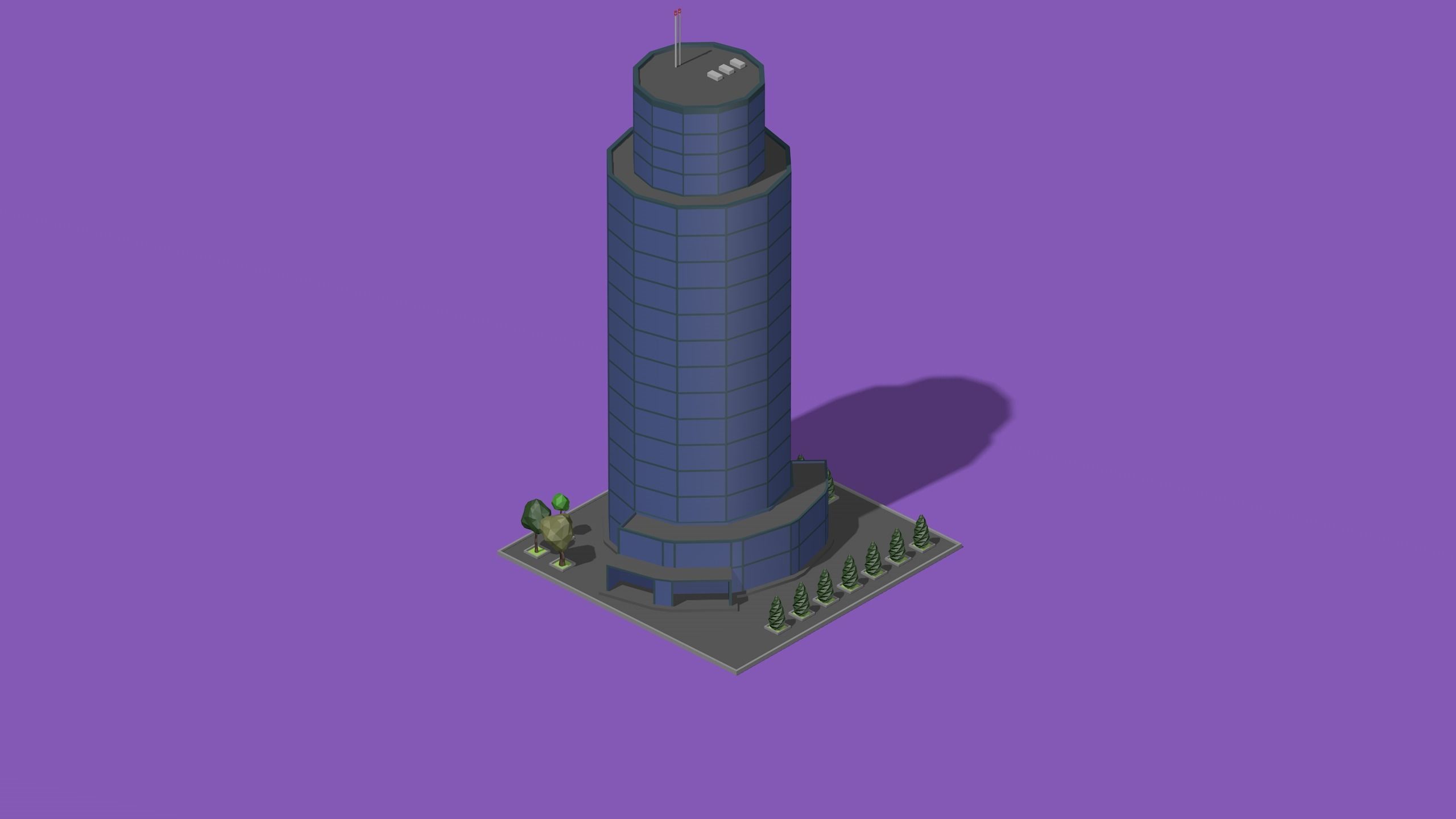 set of cartoon low poly tower models Low-poly 3D model_26